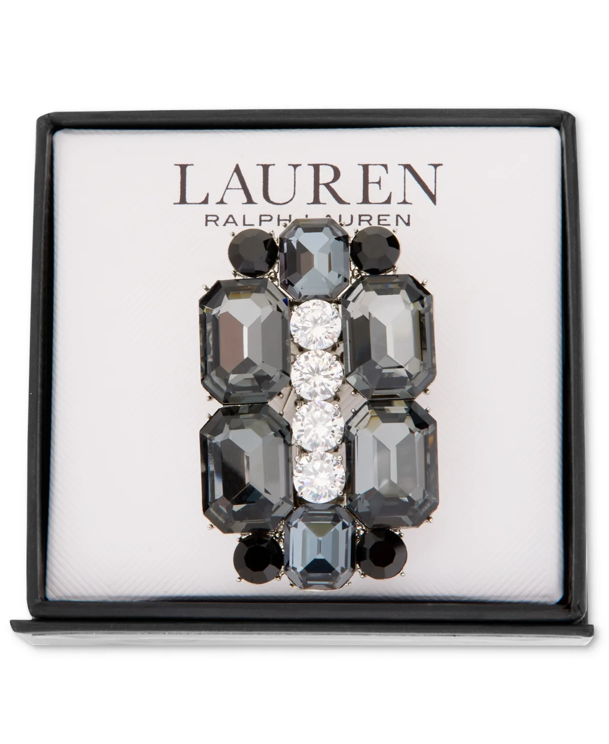 Lauren Ralph Lauren Hematite Tone Boxed Crystal Deco Jet Pin by Ralph Lauren