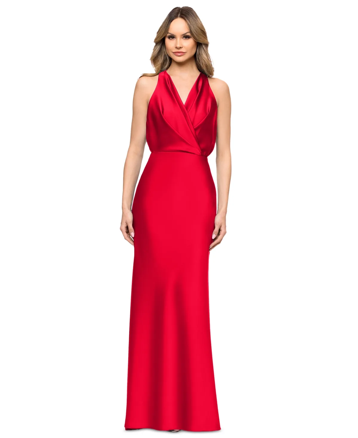 V-Neck Sleeveless Ball Gown by Betsy & Adam