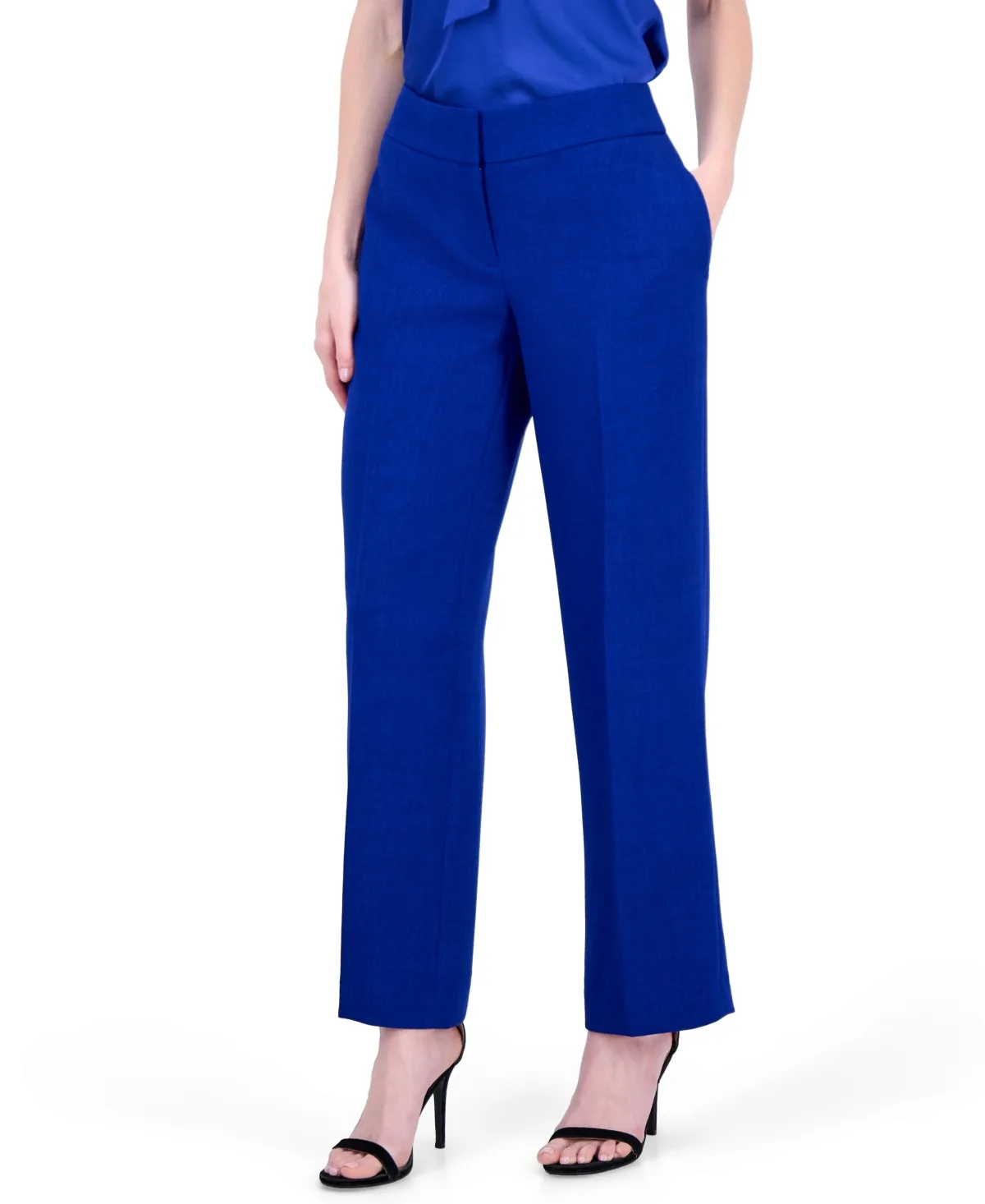 Ava Mid-Rise Wide-Leg Crepe Pants by Kasper