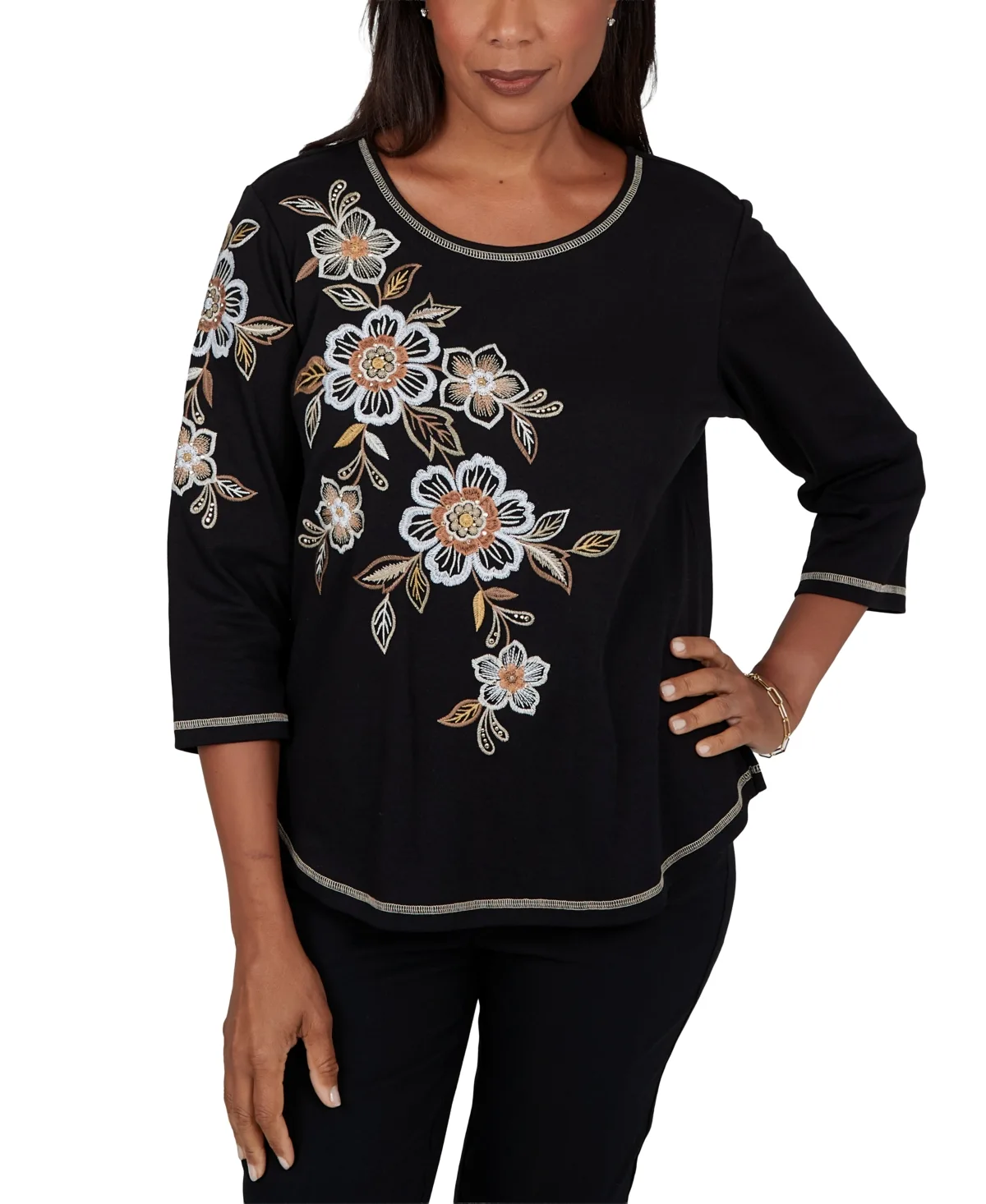3/4-Sleeve Loose-Fit Top by Alfred Dunner