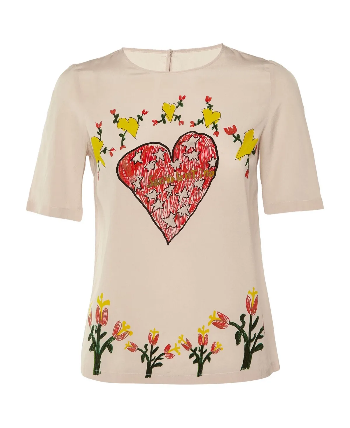Pre-Owned Dolce & Gabbana San Valentino Printed Silk Top by Dolce & Gabbana