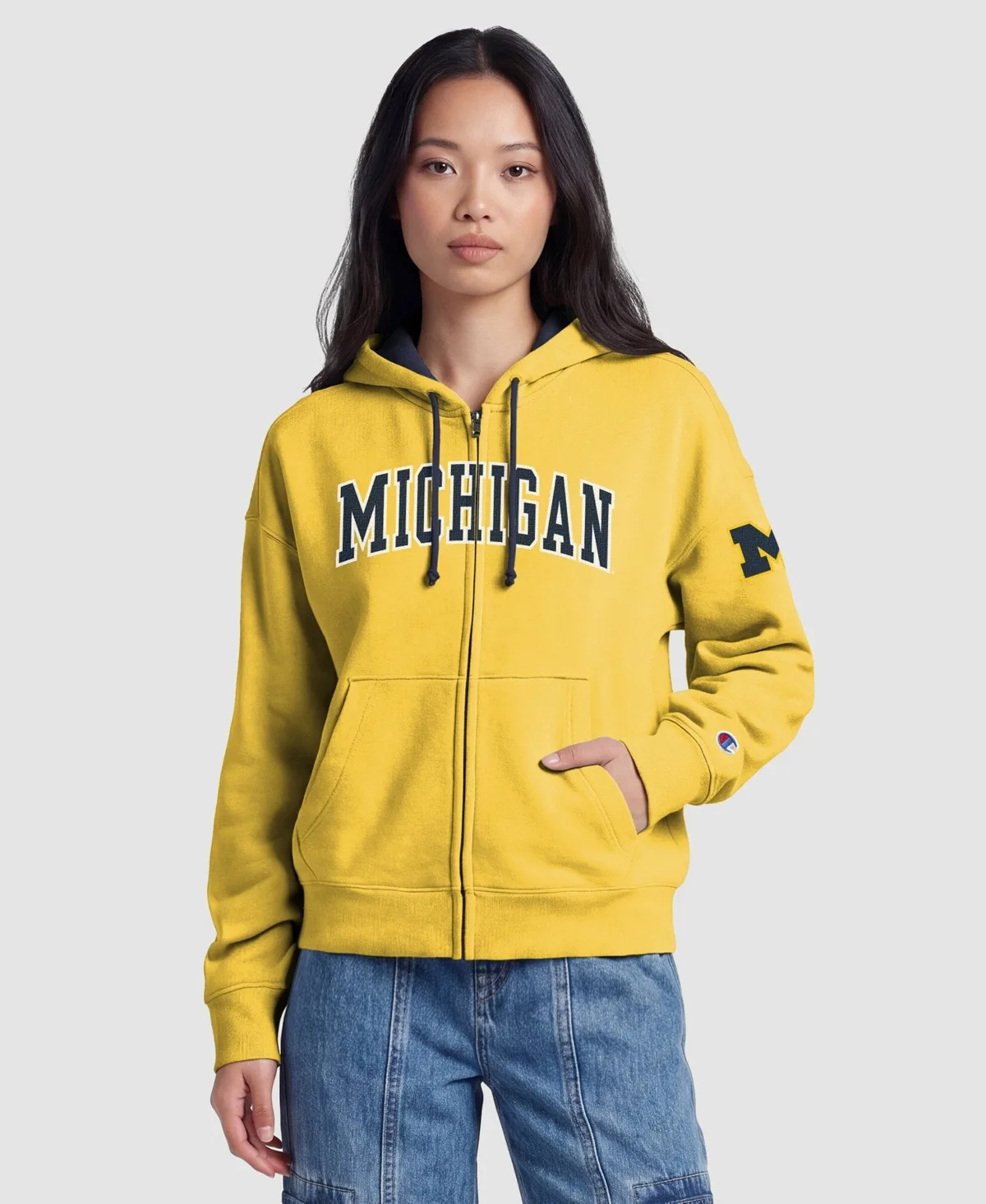 Michigan Wolverines Arch Full-Zip Fleece Hoodie by Champion