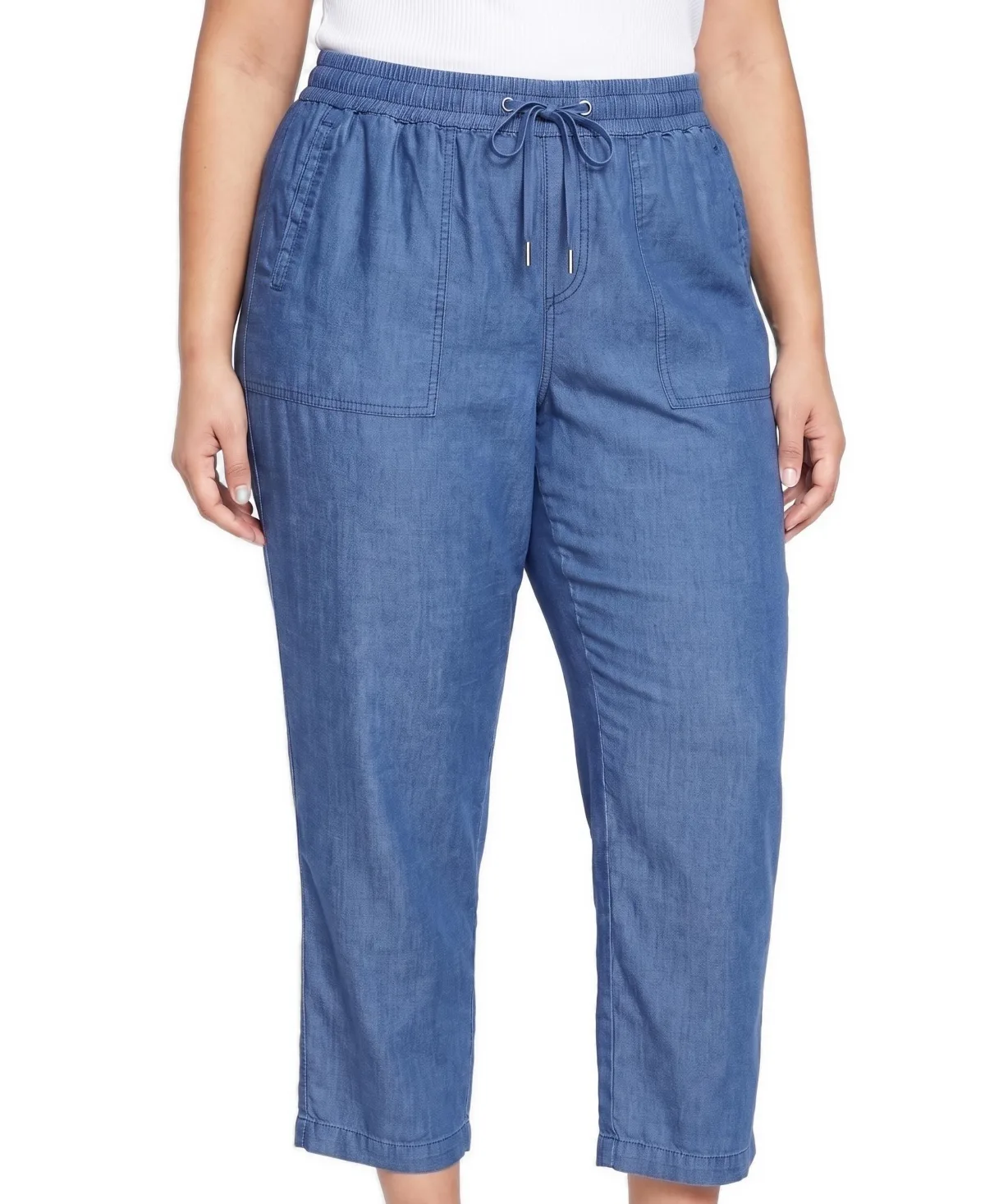 Off-Duty Pull-On Cropped Chambray Pants by Universal Standard