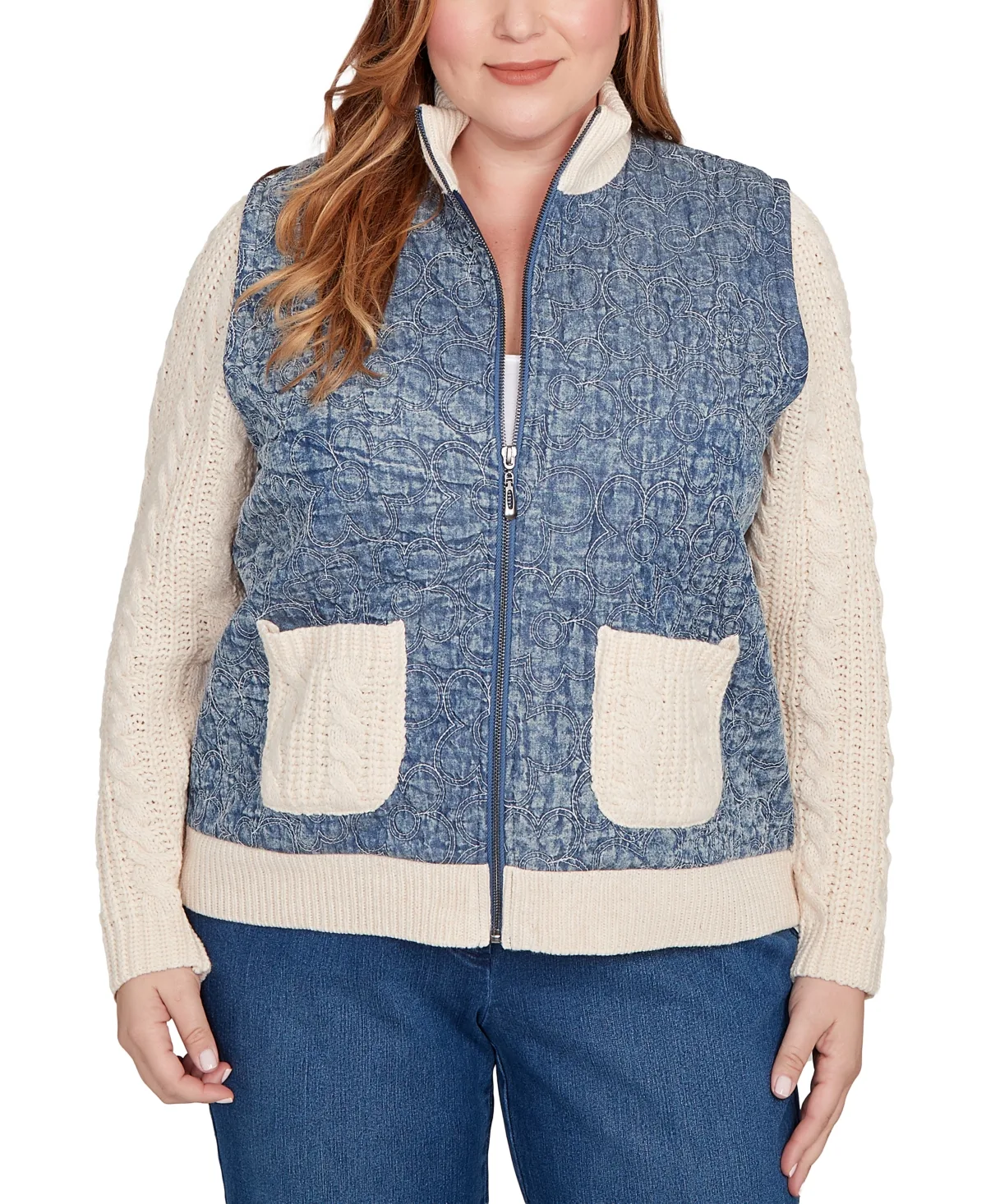 Sunset Canyon Quilted Cable-Knit Jacket by Alfred Dunner