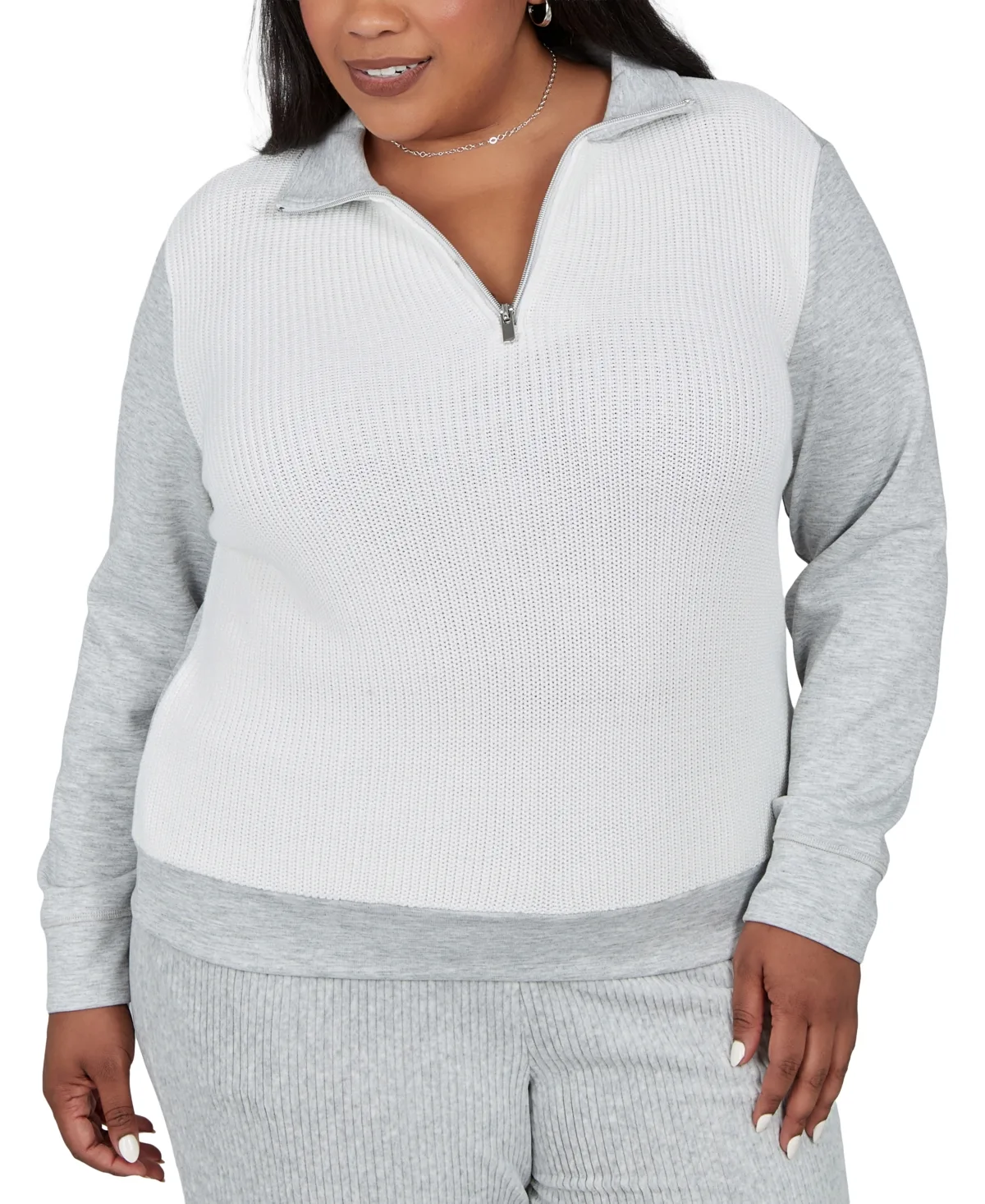 Collared Long-Sleeve Quarter-Zip Sweater by Alfred Dunner
