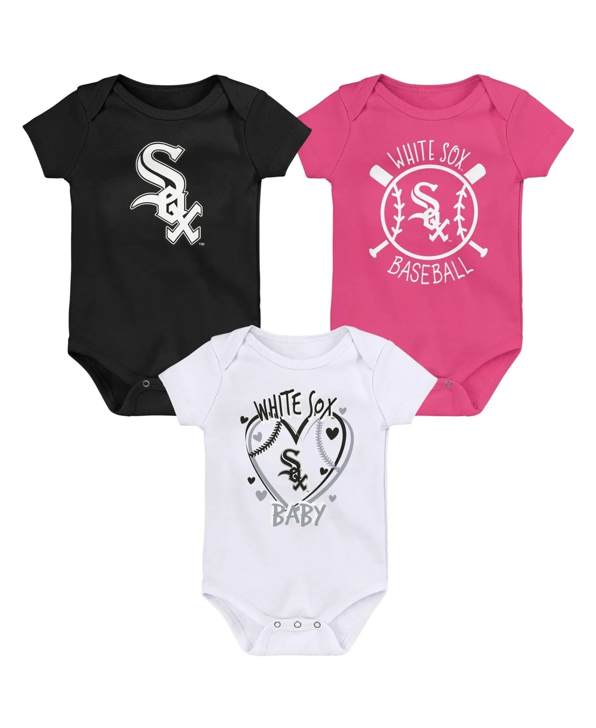 Chicago White Sox Slide Home Bodysuit, 3-Pack Set by Outerstuff