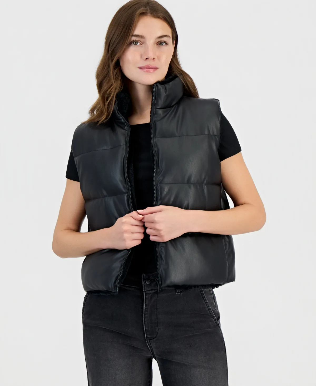 Faux Leather Puffer Vest by Sincerely Jules