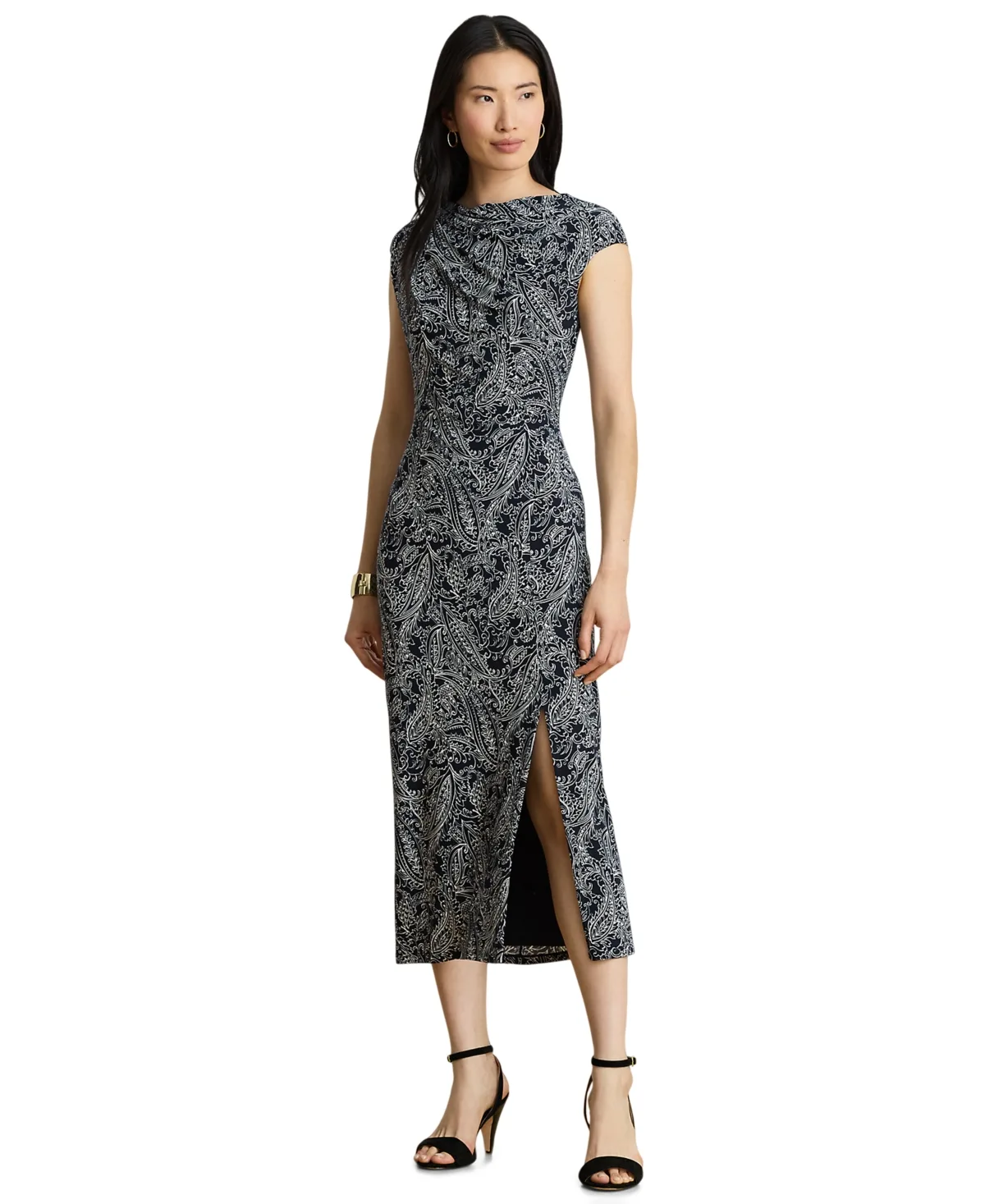 Lauren Ralph Lauren Paisley Stretch Jersey Cap-Sleeve Dress by Ralph Lauren