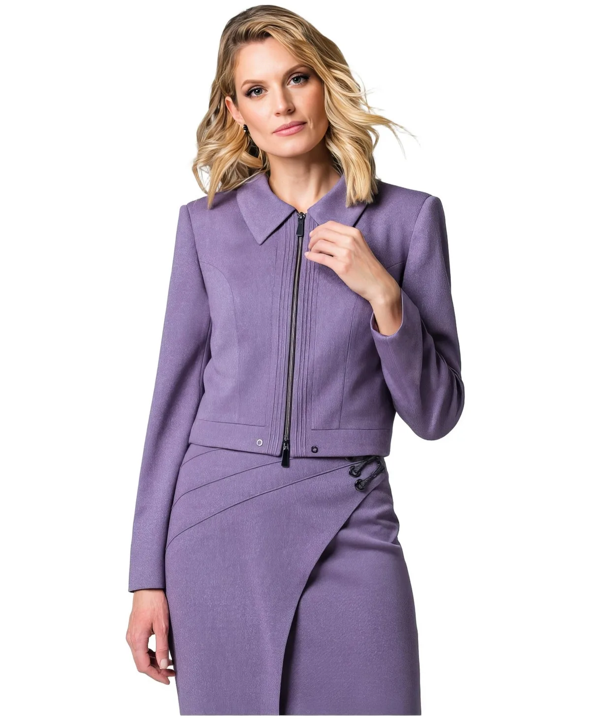 Luna Fashion House Neda Cropped Zip-Front Blazer by Luna Fashion House