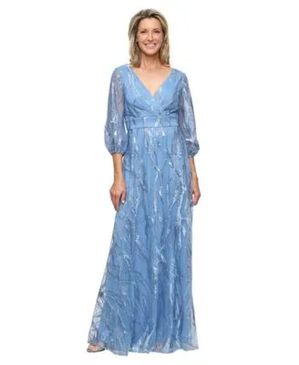 Alex Evenings Embroidered a Line V Neck Ball Gown by Alex Evenings