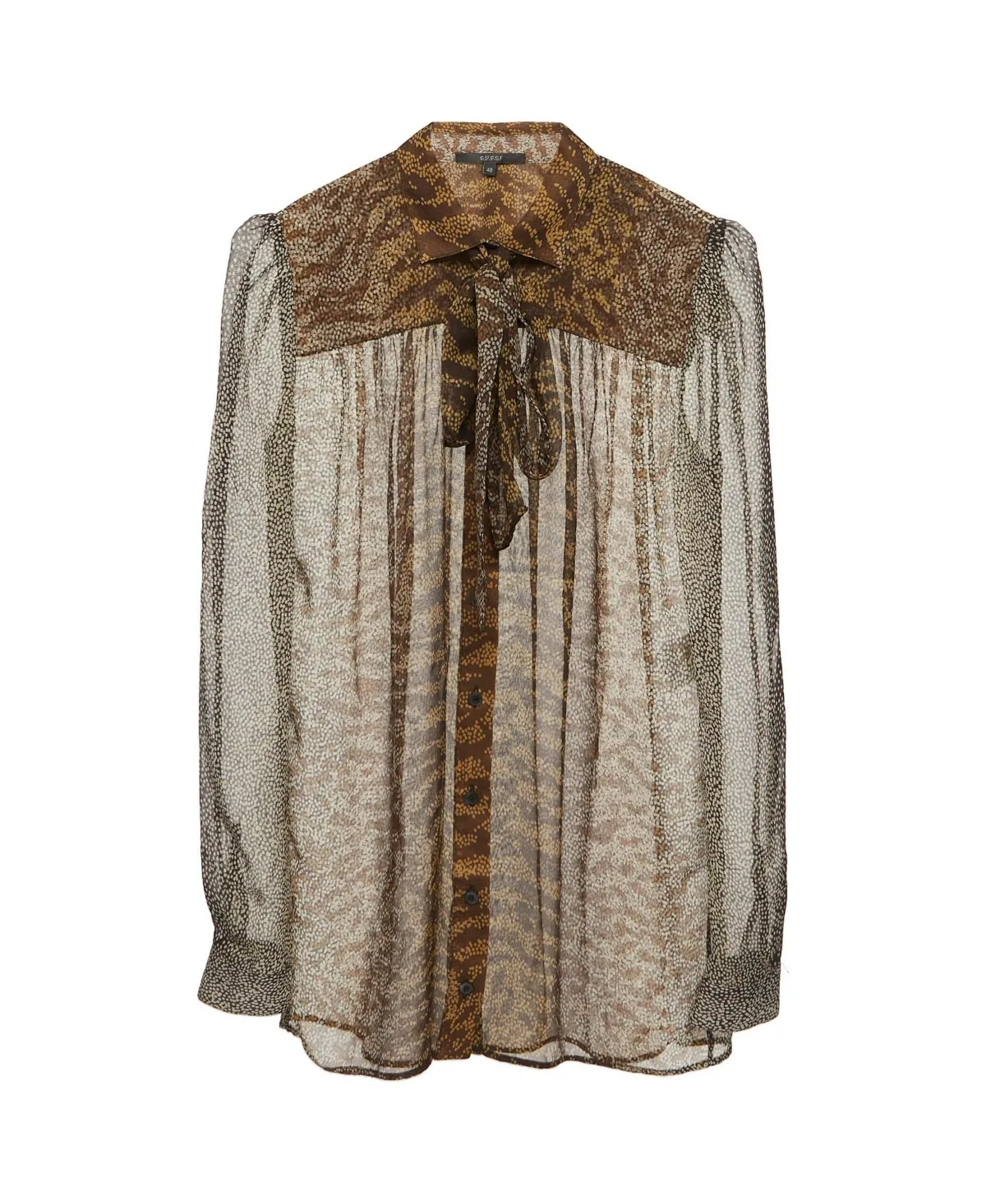 Pre-Owned Gucci Abstract Print Chiffon Tie-Neck Blouse by Gucci