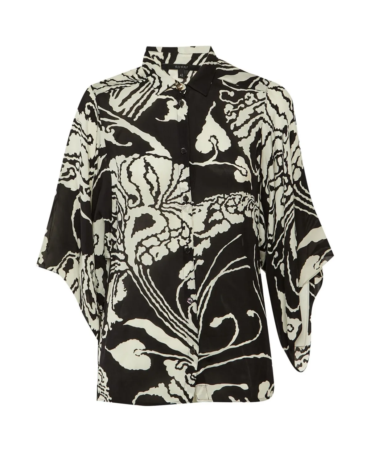 Pre-Owned Monochrome Printed Silk Shirt by Gucci