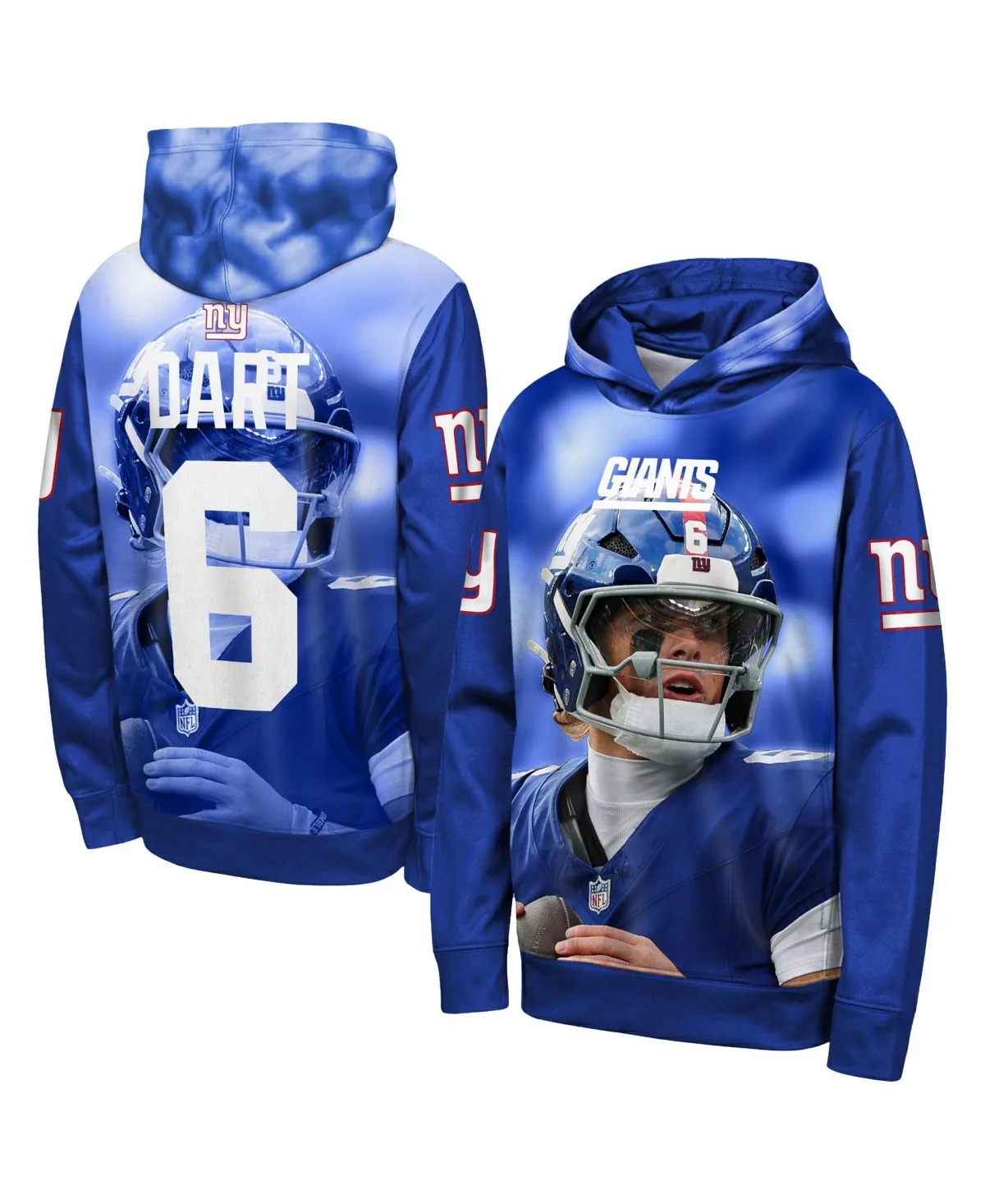 Jaxson Dart New York Giants Peak Performance Name & Number Hoodie by Outerstuff