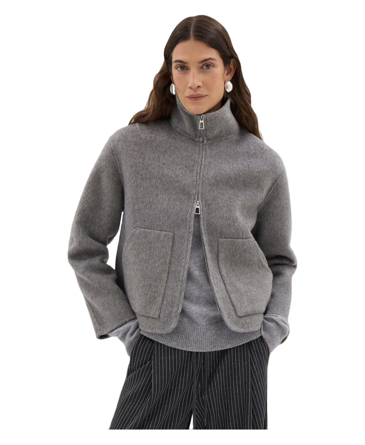 Ira Funnel Neck Wool Jacket by Hush