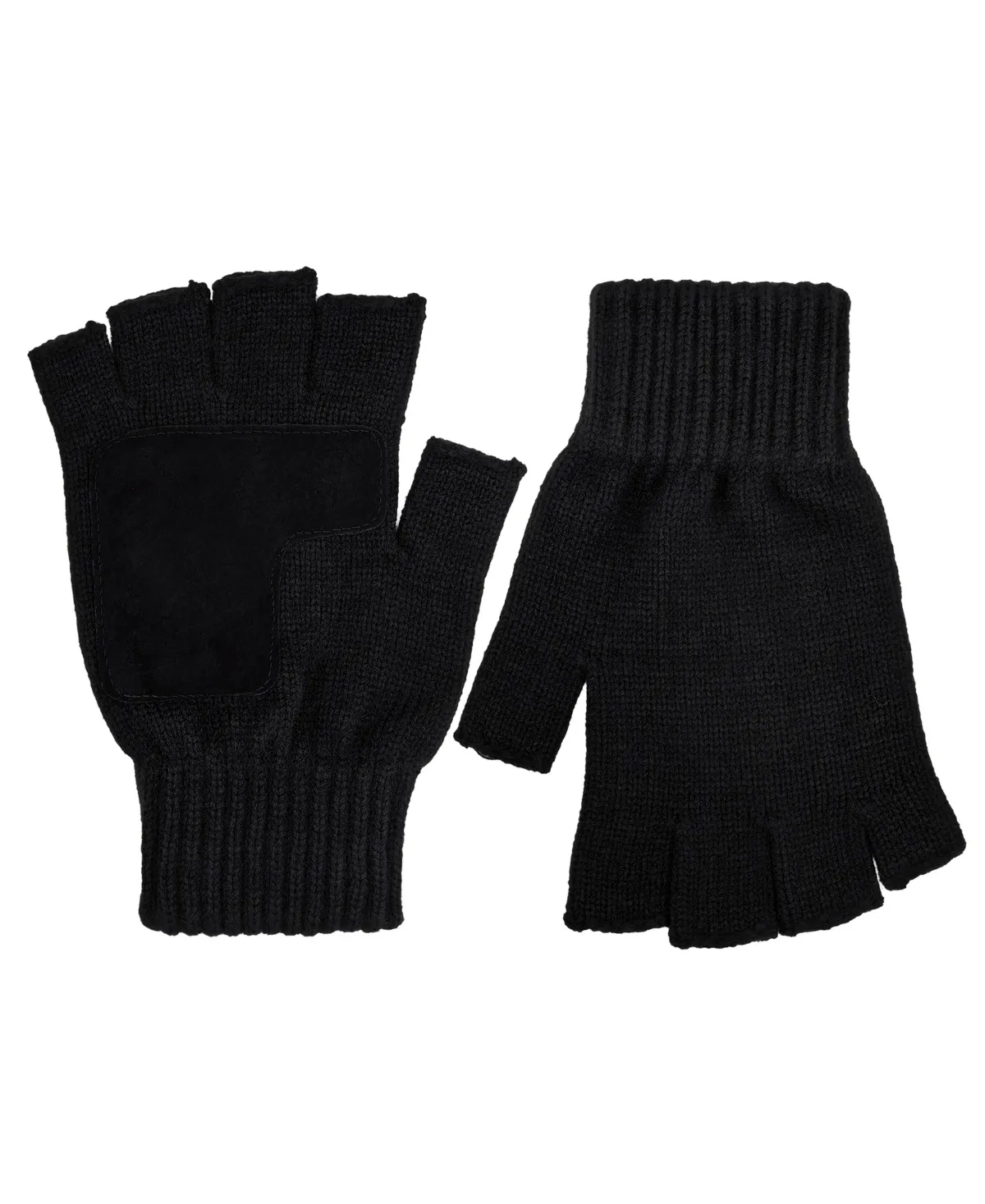 Marled-Knit Fingerless Gloves with Suede Palm Patch by Isotoner Signature