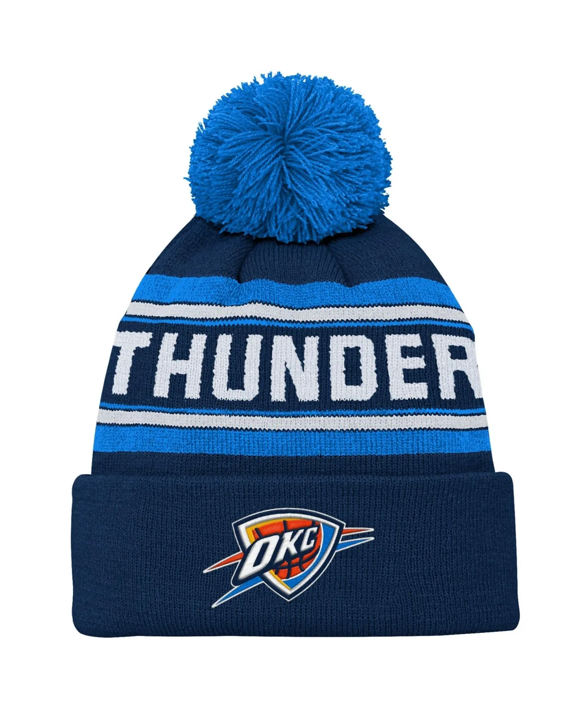 Oklahoma City Thunder Backboard Jacquard Cuffed Knit Hat with Pom by Outerstuff