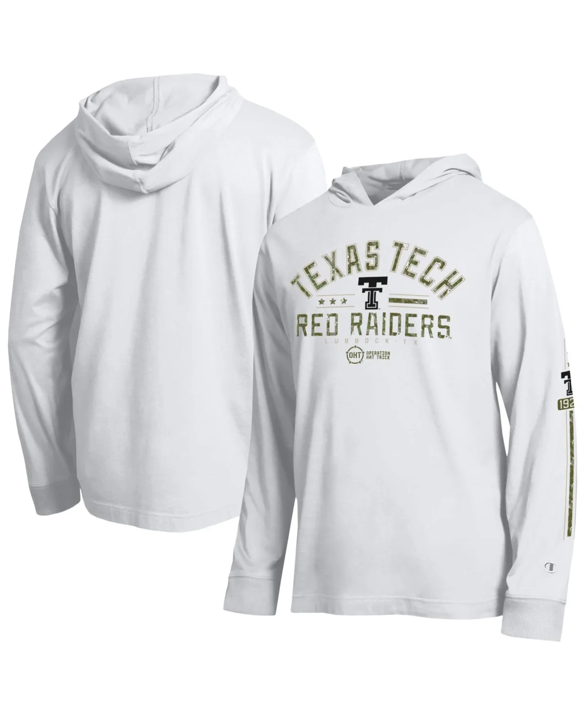 Texas Tech Red Raiders Operation Hat Trick Sleeve Line Hooded Long-Sleeve Sweatshirt by Champion