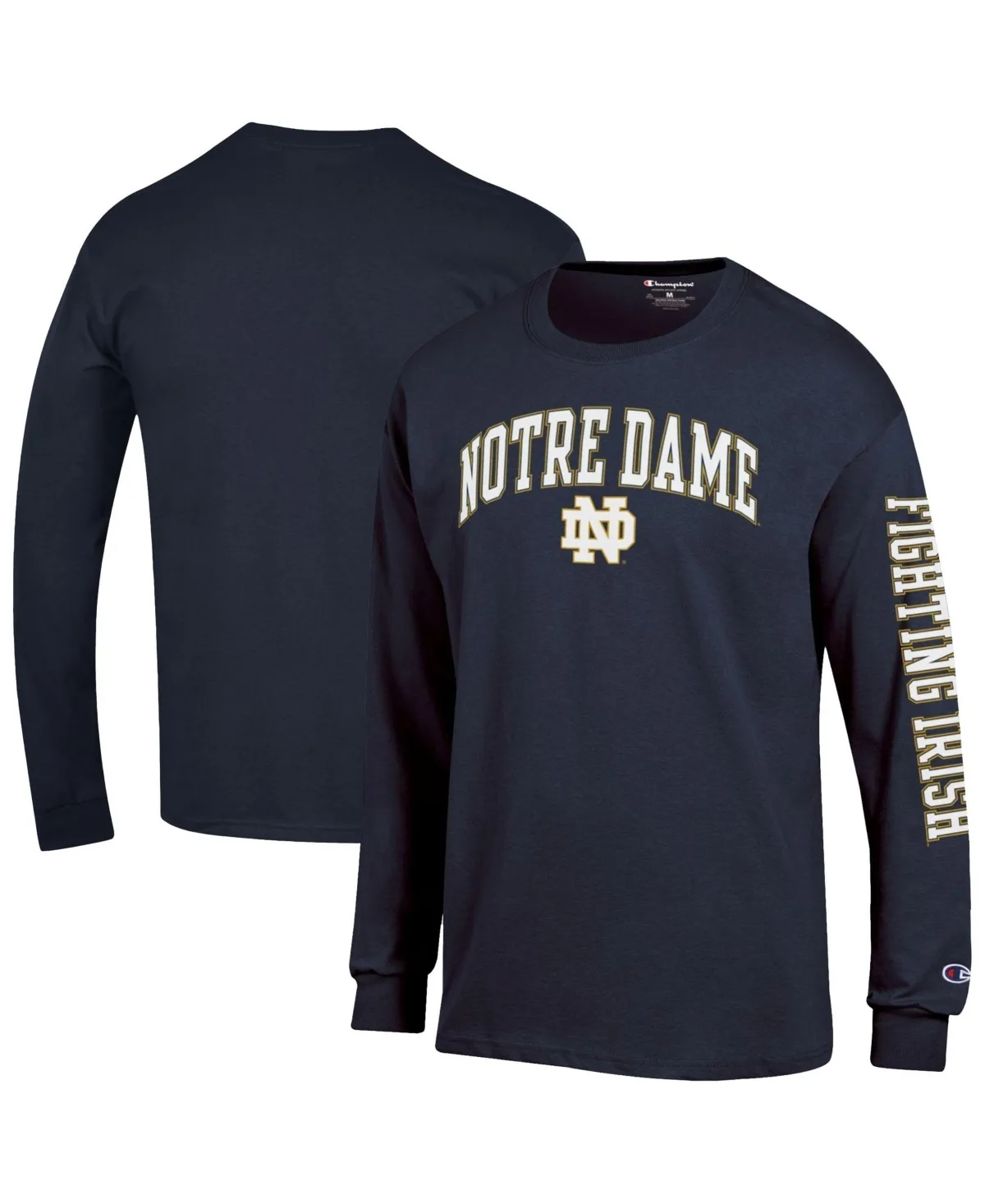 Notre Dame Fighting Irish Arch Over Logo 2-Hit Long-Sleeve T-Shirt by Champion