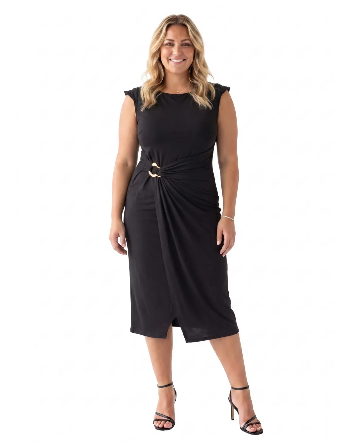 Elevate Sleeveless Wrap Twist Midi Dress by 24seven Comfort Apparel