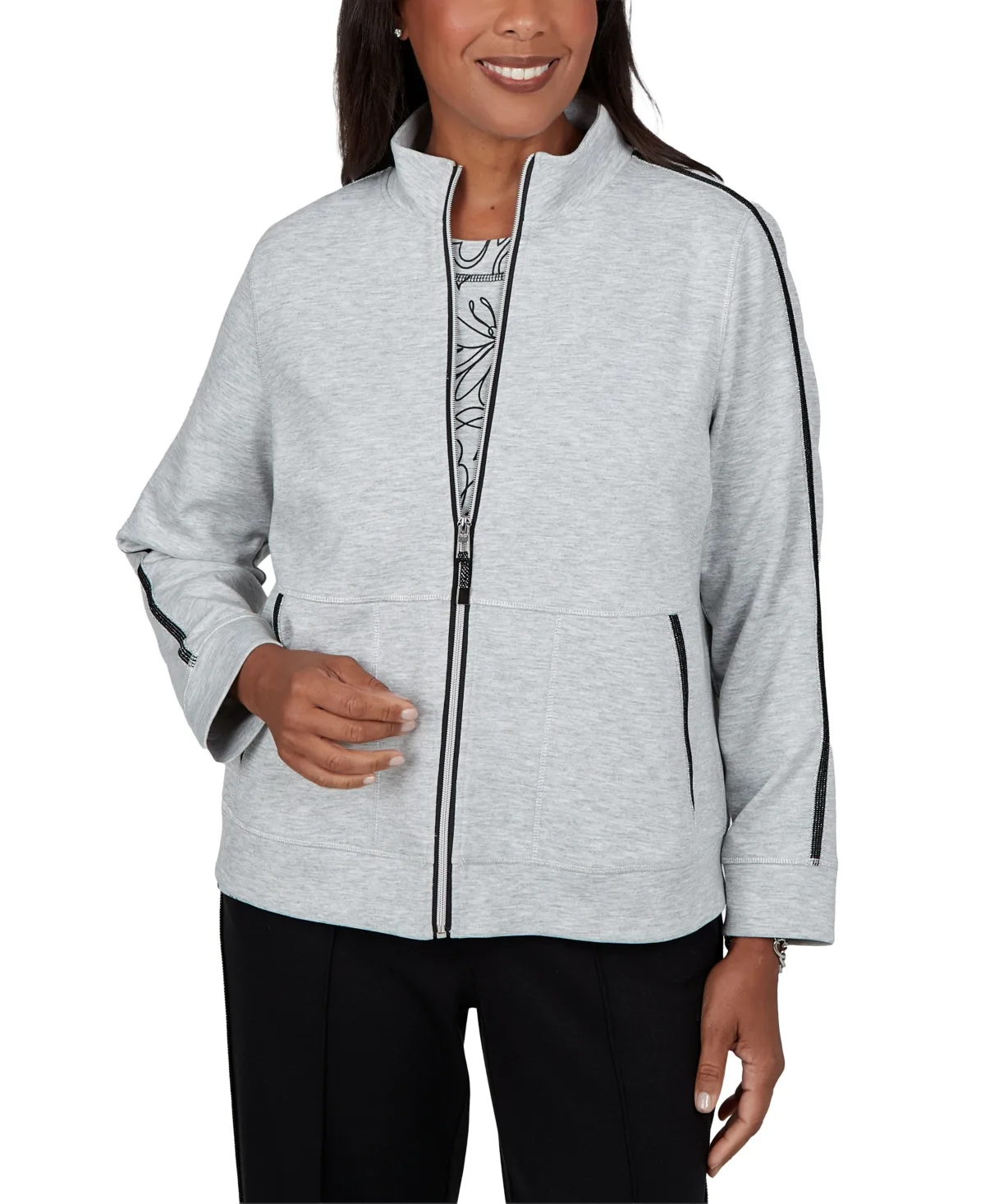 Activewear Long-Sleeve Zipper-Front Jacket by Alfred Dunner