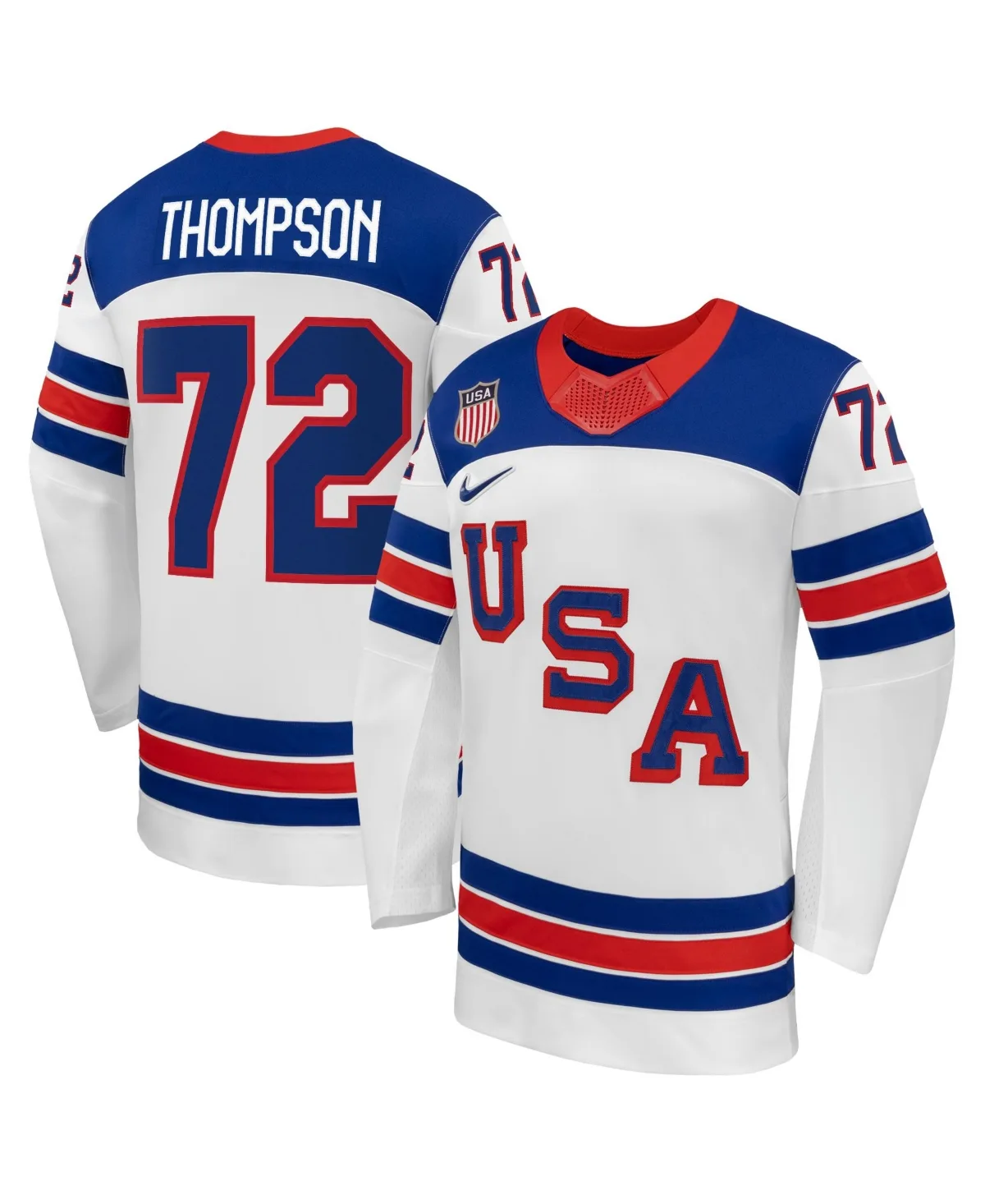 Usa Hockey Tage Thom Replica Long-Sleeve V-Neck Jersey by Nike