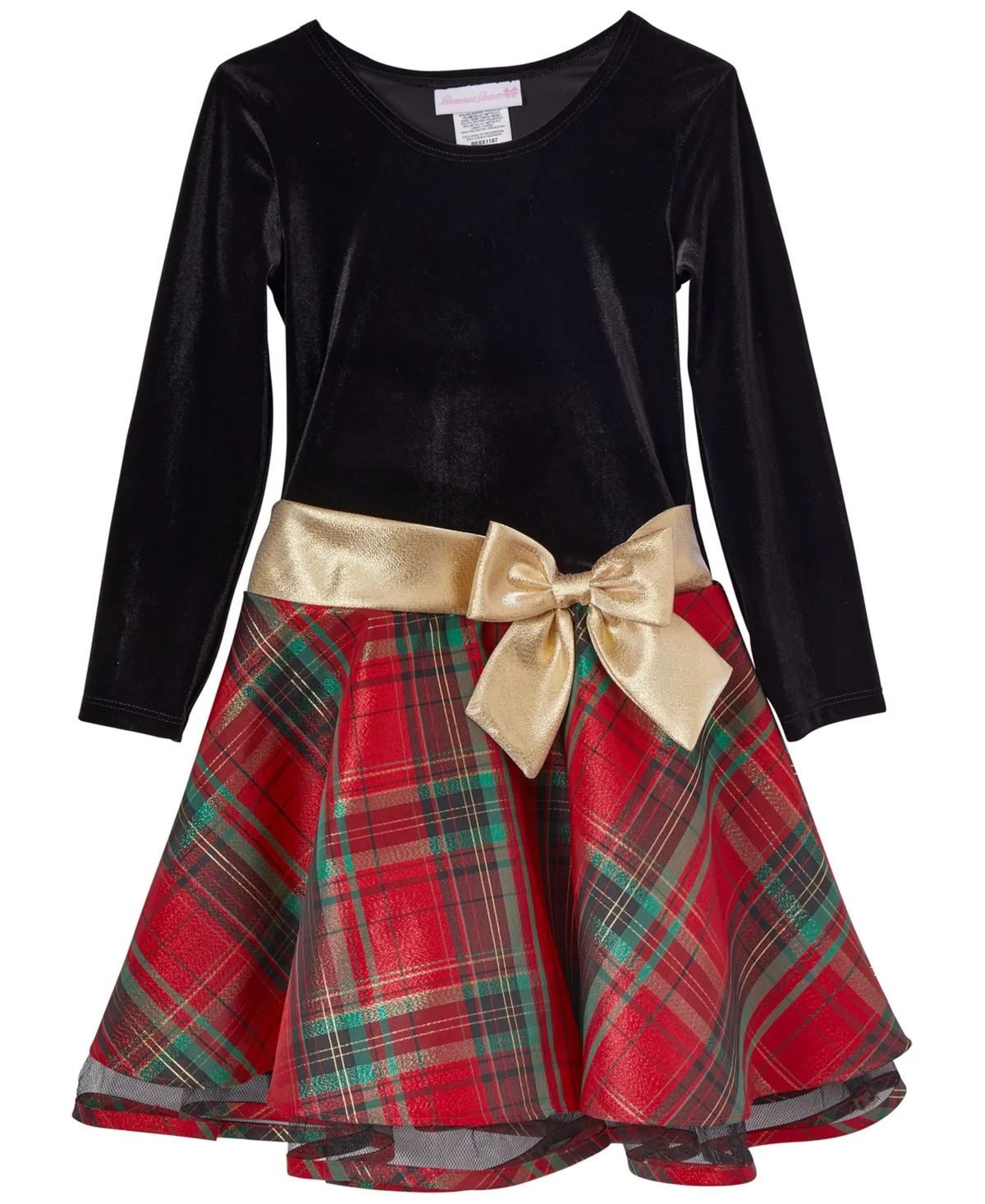 Long-Sleeve Fit-and-Flare Holiday Dress by Bonnie Jean