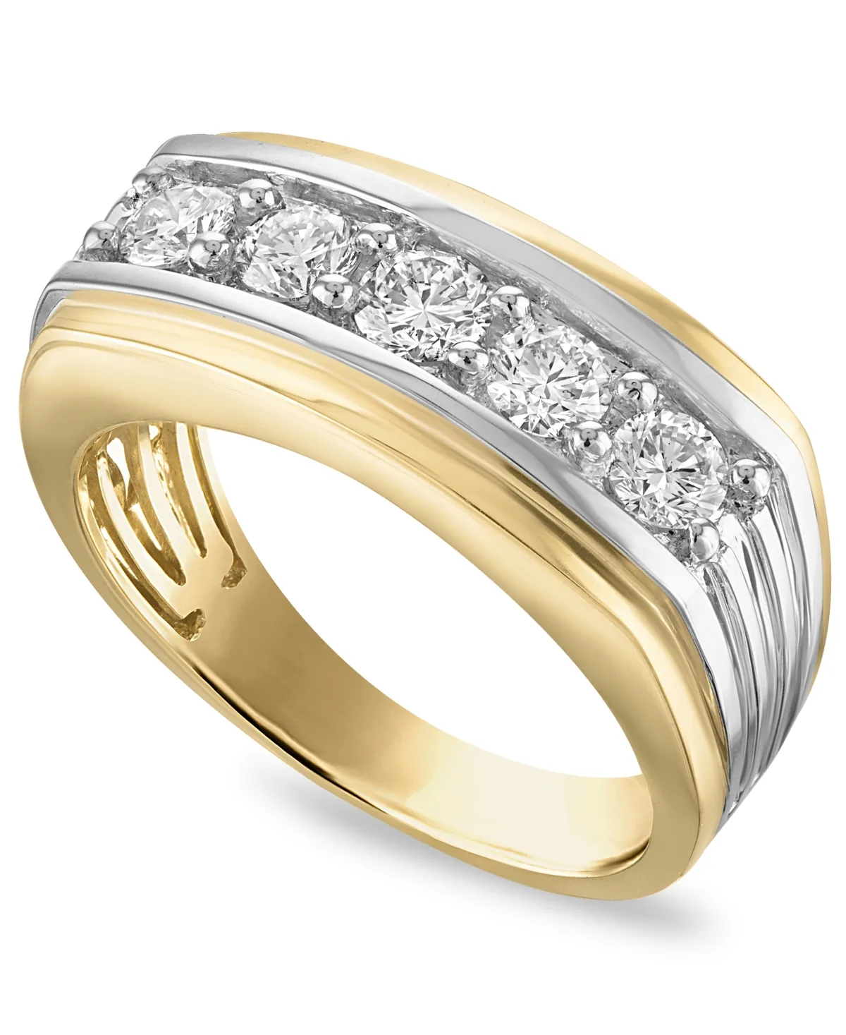 Lab-Grown Diamond Round Grown with Love 1-1/2 ct. t.w. Ring in 10k Two-Tone Gold by Macy's