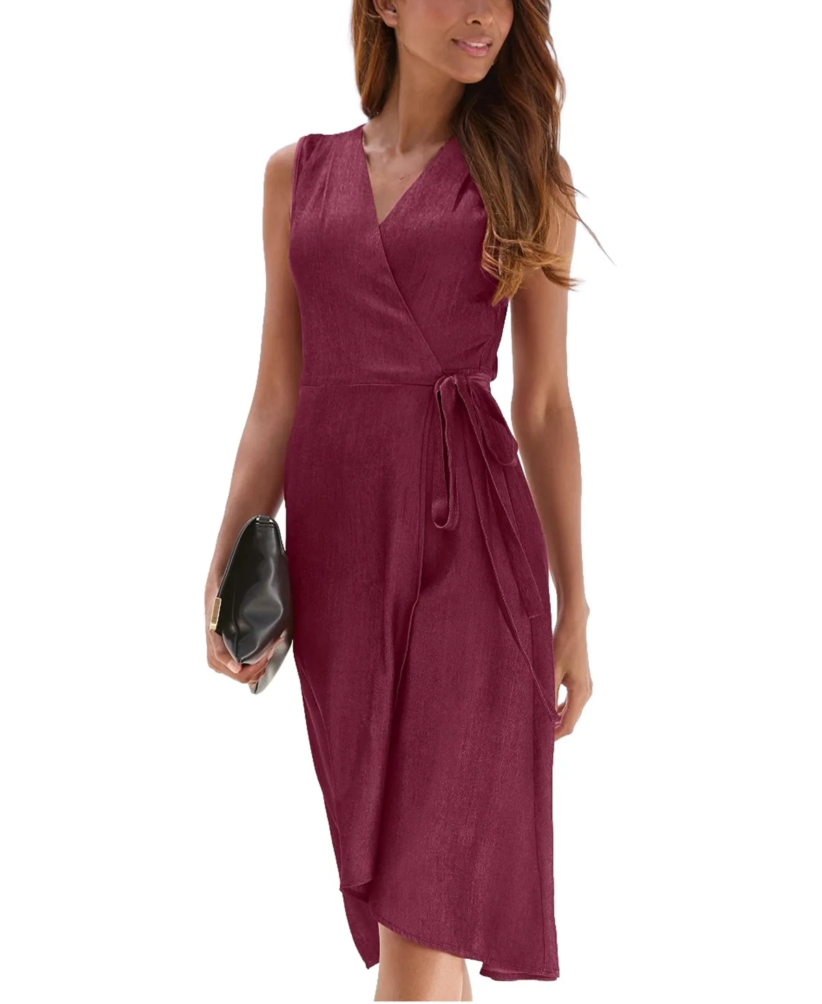Sleeveless V-Neck Wrap Midi Dress by Lascana