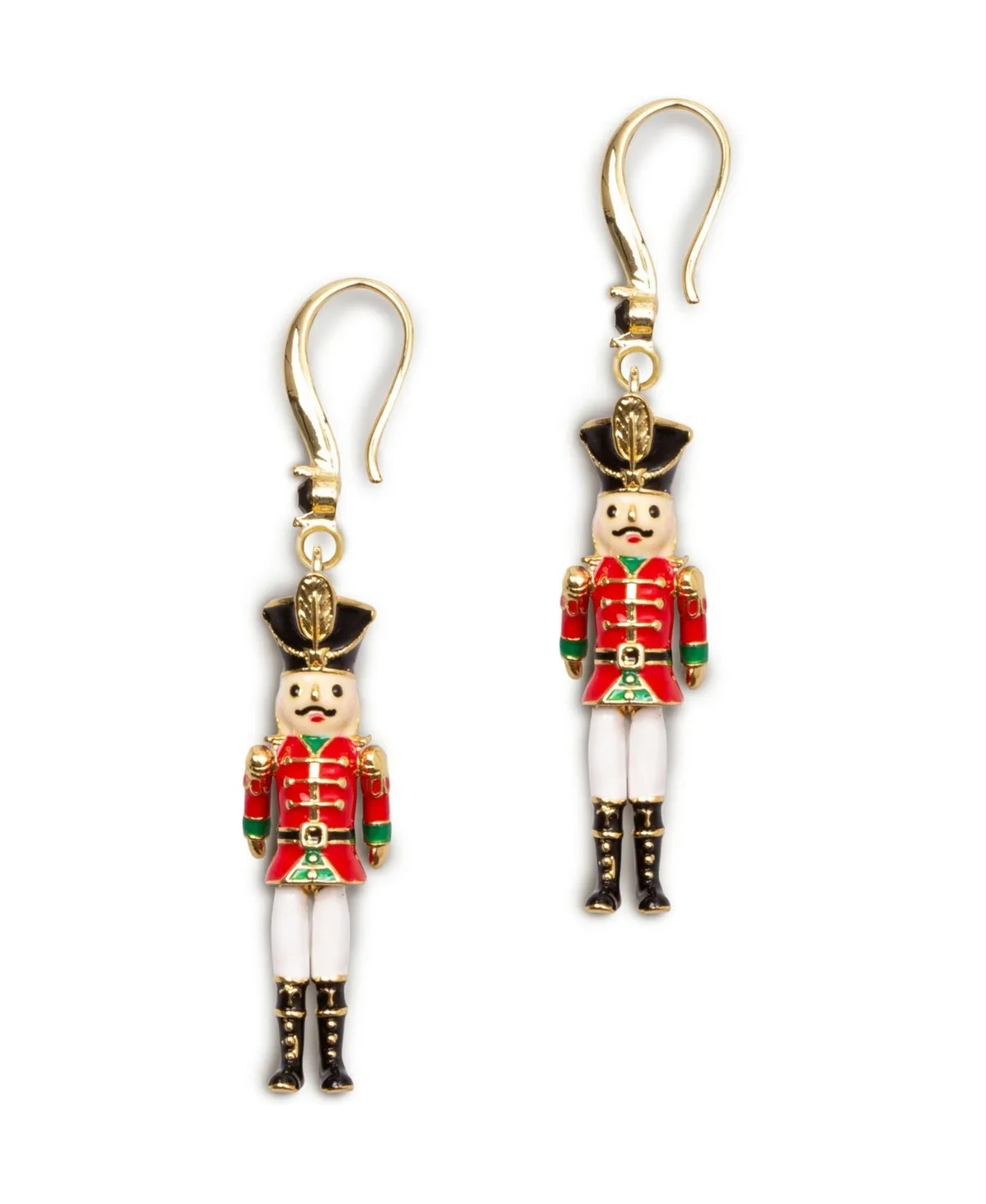 Crystal Gold-Tone Nutcracker Soldier Drop Earrings by Bill Skinner Studio