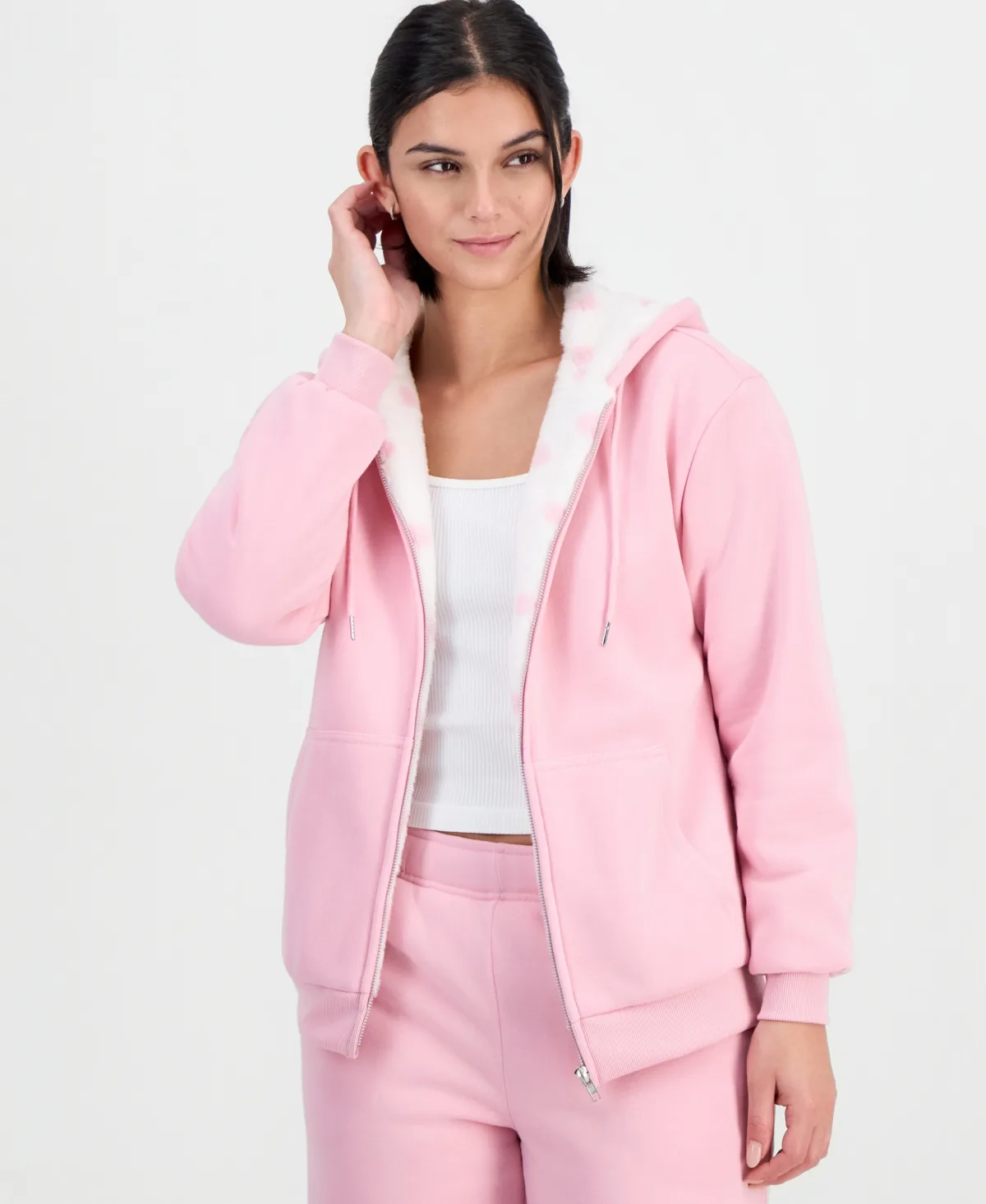 Faux Fur-Lined Hoodie by Ultra Flirt