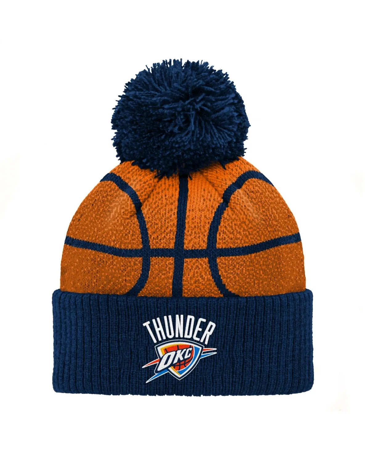 Oklahoma City Thunder Basketball Head Cuffed Knit with Pom Hat by Outerstuff