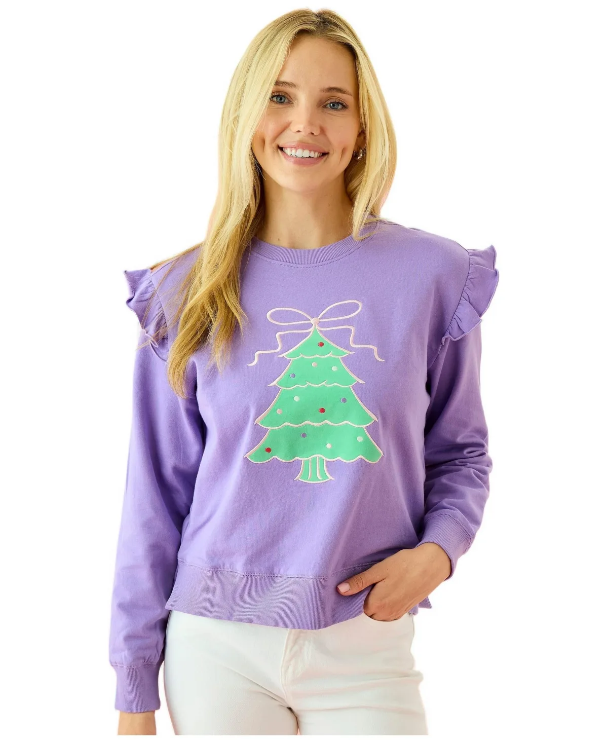 Applique Ruffle-Detail Cotton Sweatshirt by Rufflebutts