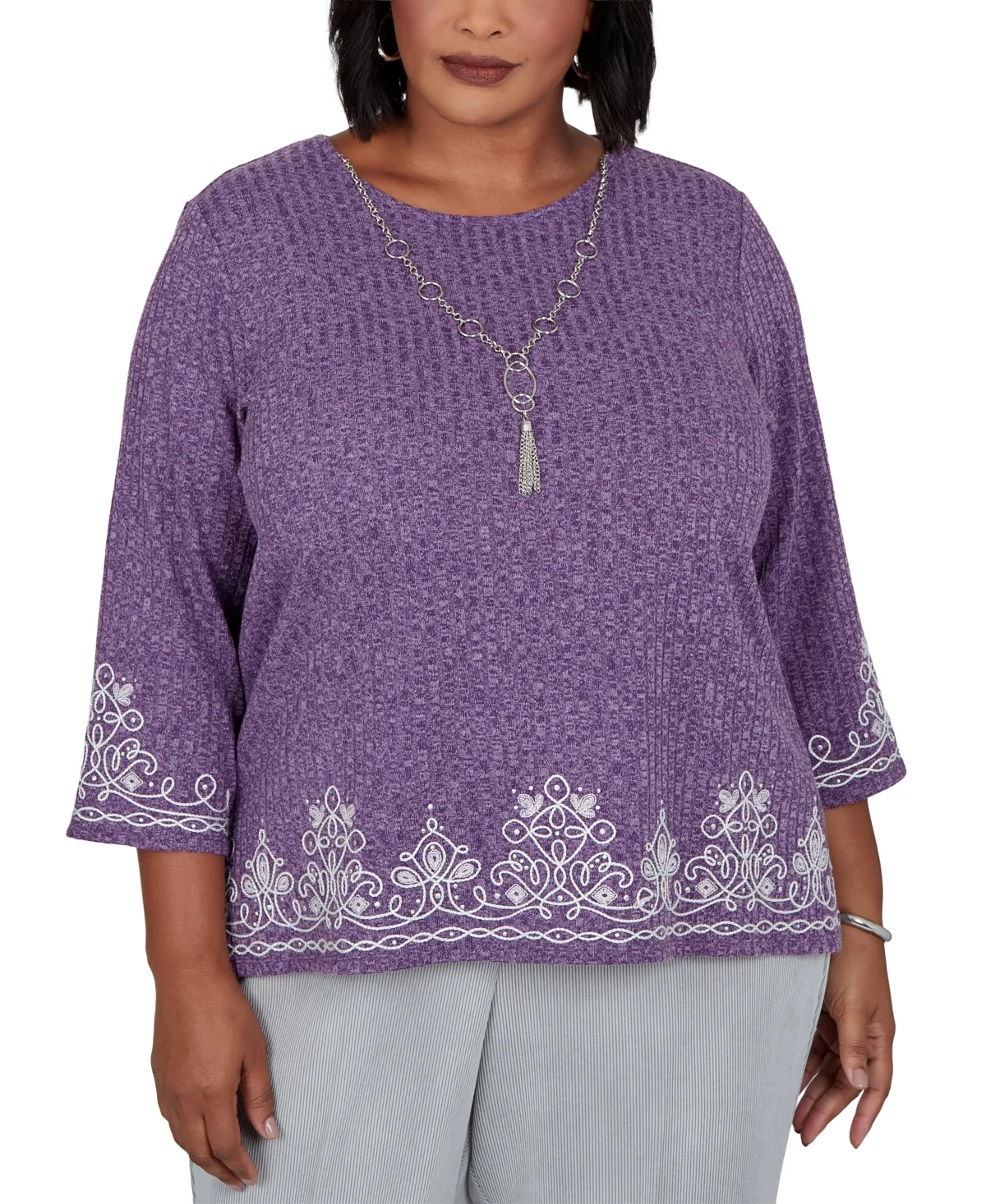 Crewneck 3/4-Sleeve Tunic Top by Alfred Dunner