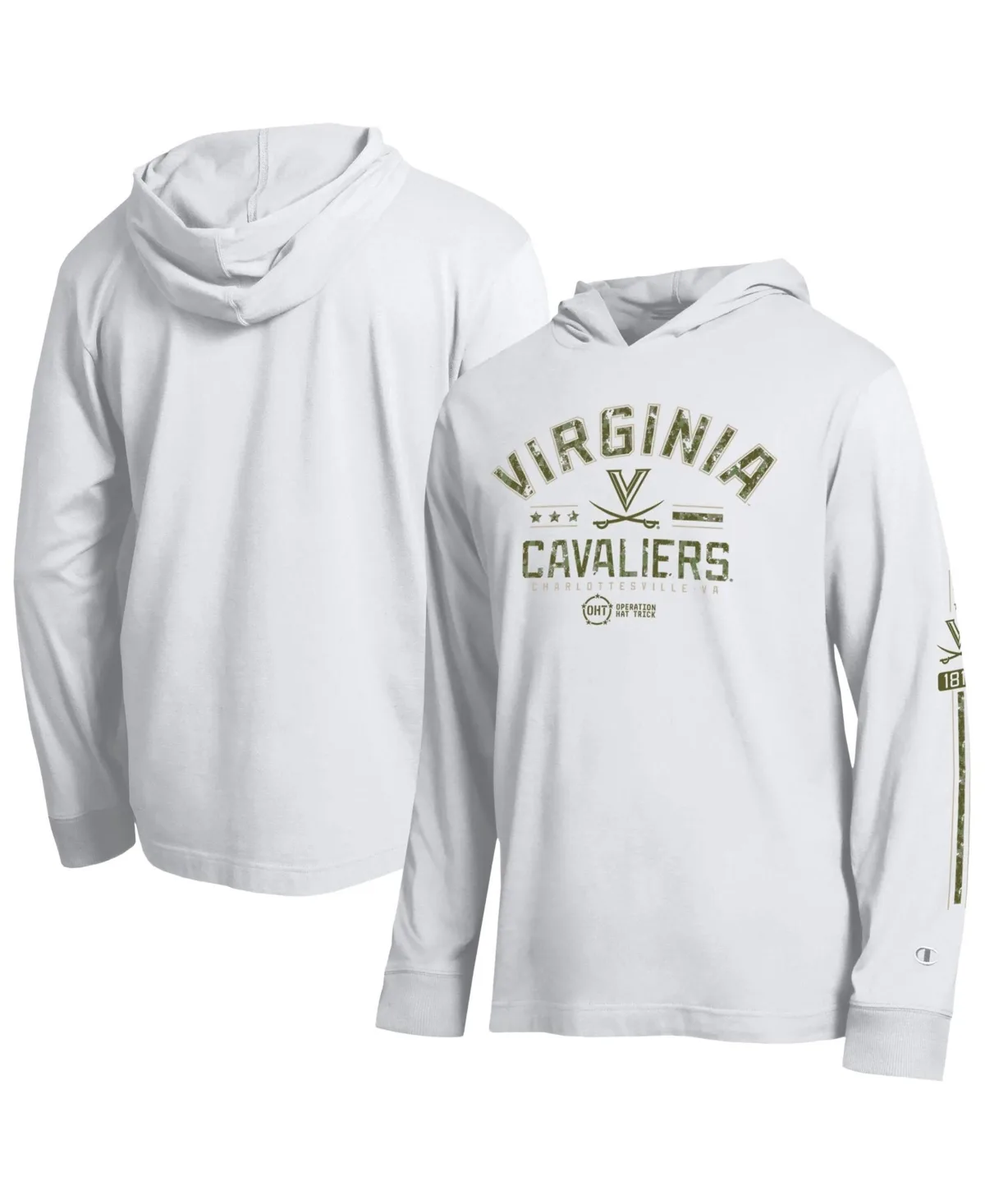Virginia Cavaliers Operation Hat Trick Sleeve Line Hooded Long-Sleeve Sweatshirt by Champion