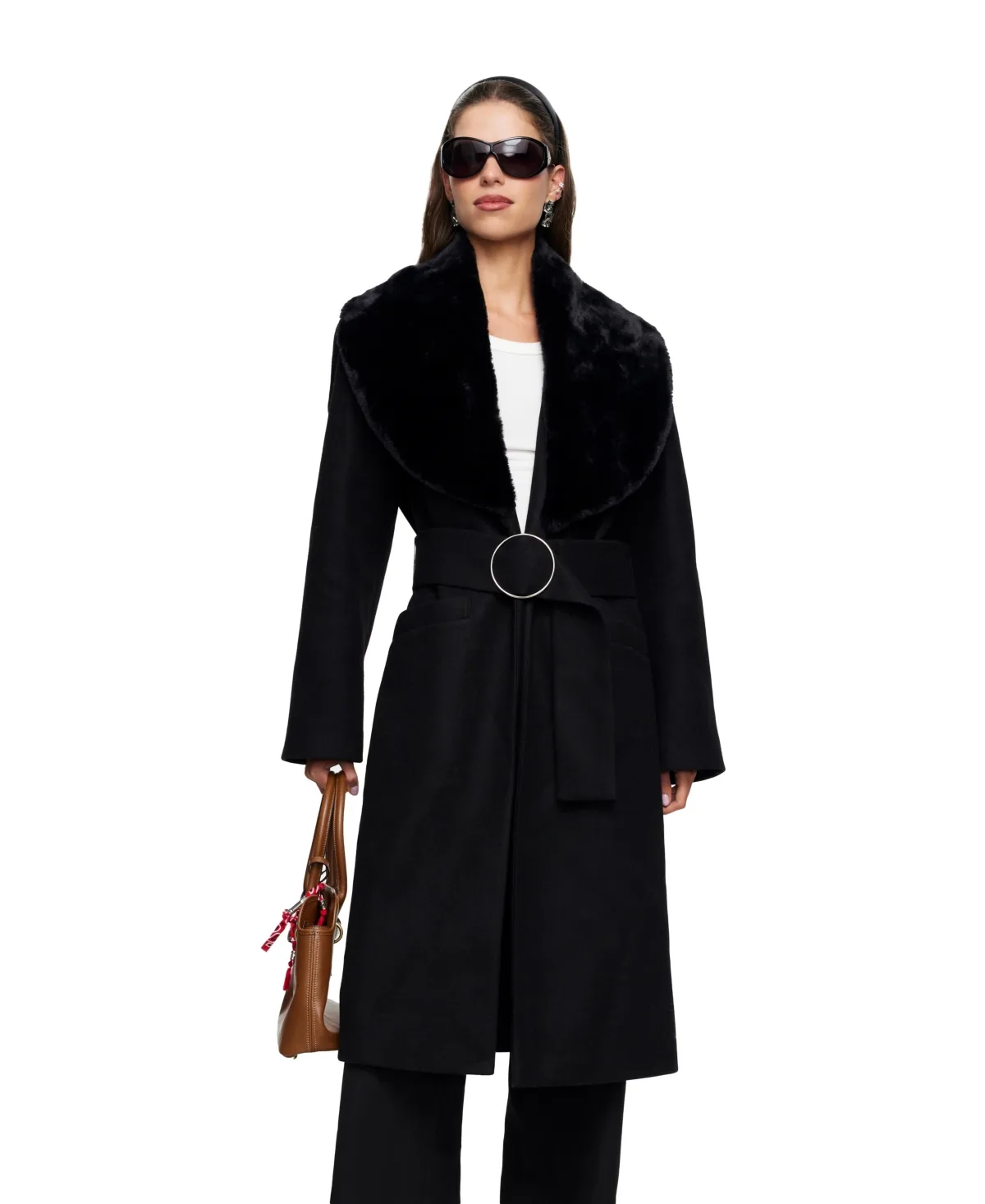 Endless Faux Fur Long Shawl-Collar Coat by Lioness