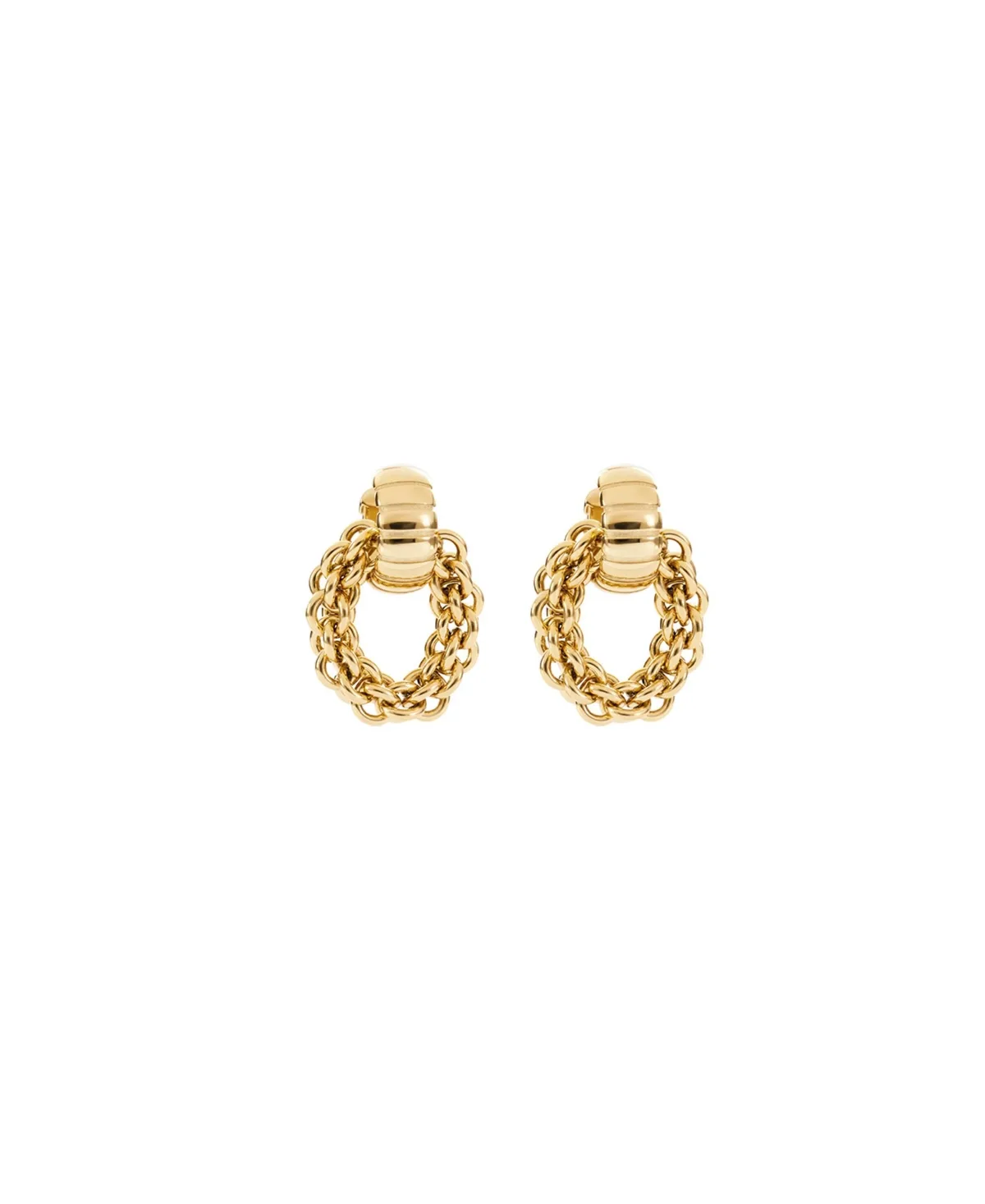 Gold-Tone Structure Chain Pendant Hoop Earrings by Coeur De Lion