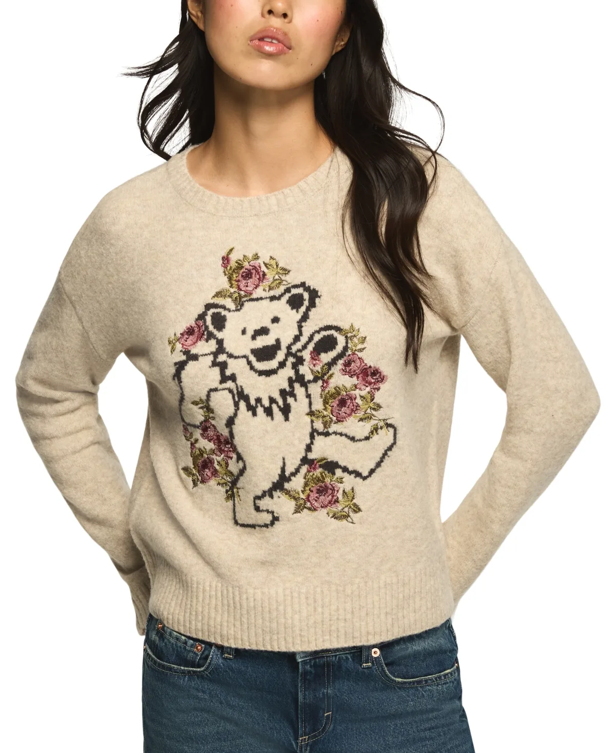 Cloud Soft Intarsia Crewneck Long-Sleeve Loose-Fit Sweater by Lucky Brand