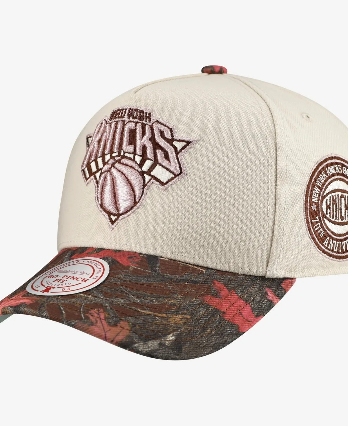 New York Knicks Fall Pink Pro Snapback Hat by Mitchell & Ness