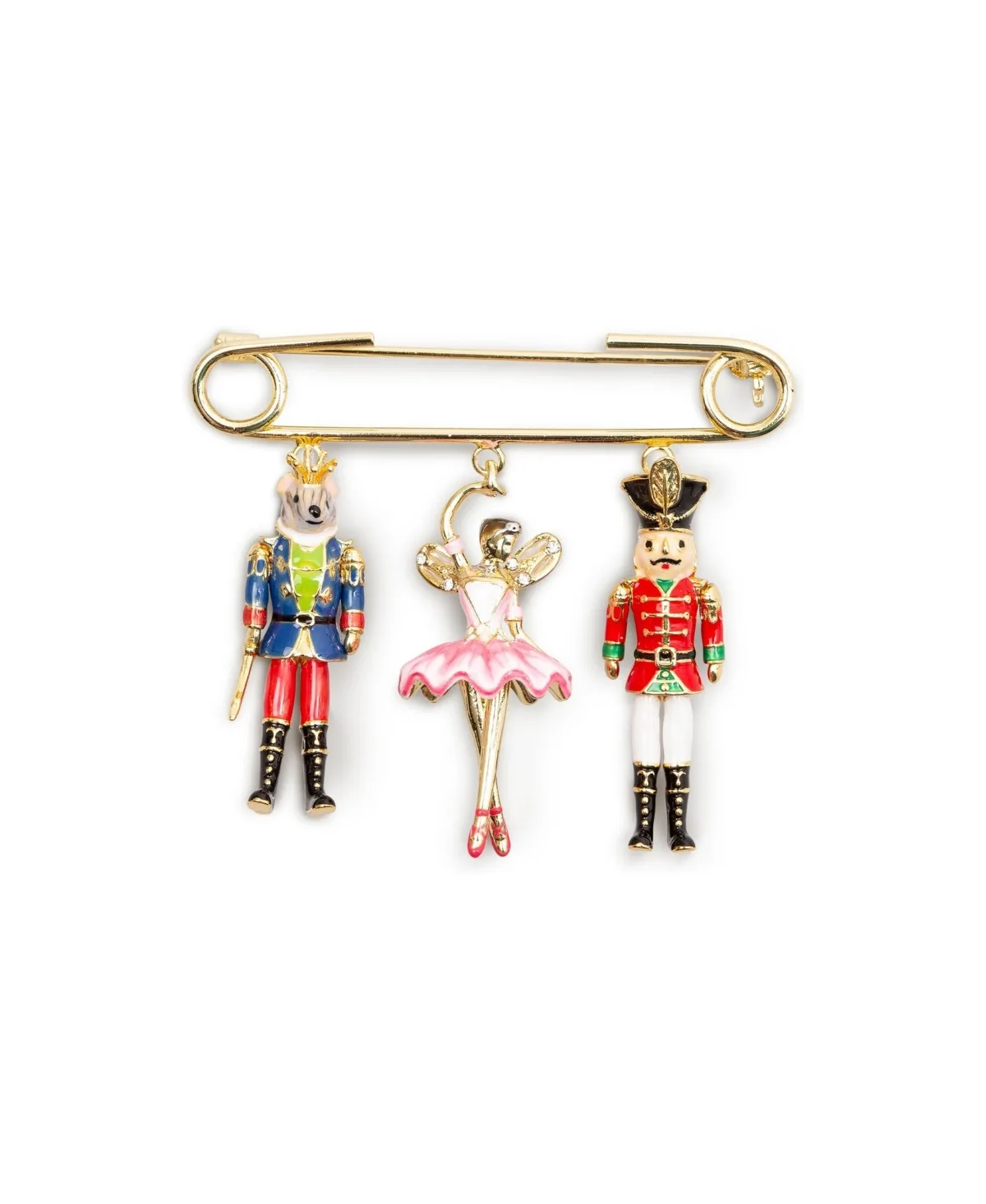Crystal Gold-Tone Nutcracker Brooch by Bill Skinner Studio