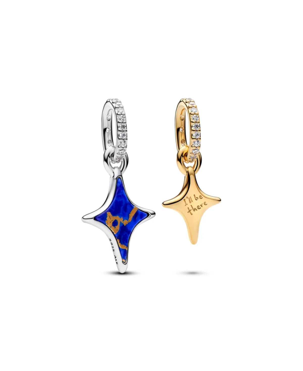 Imitation Lapis Lazuli and Cubic Zirconia Splittable Stars Double D Charm by Pandora
