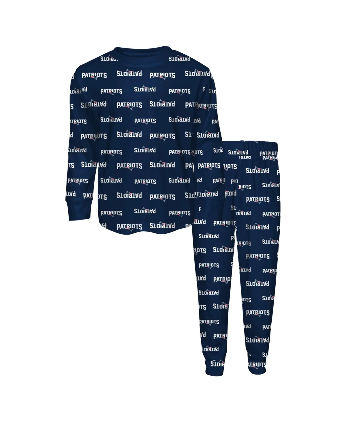 New England Patriots All-Over-Print Long-Sleeves T-Shirt and Pants Sleep Set by Outerstuff