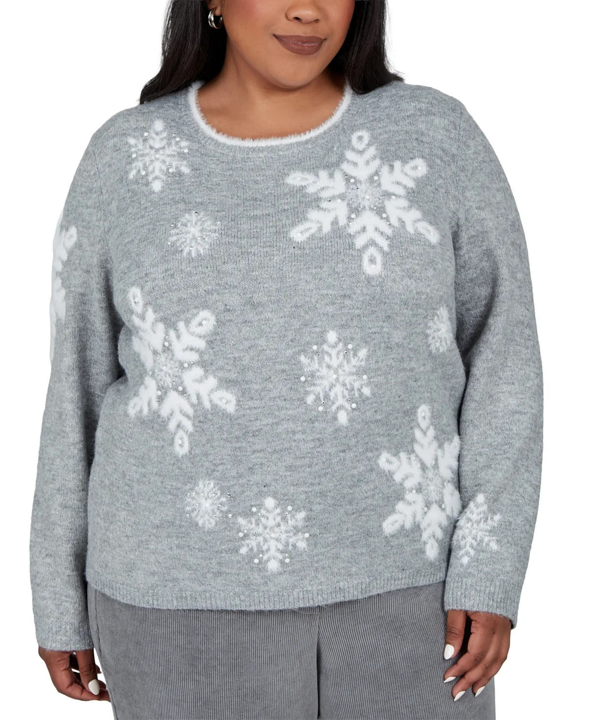 Crewneck Long-Sleeve Loose Sweater by Alfred Dunner