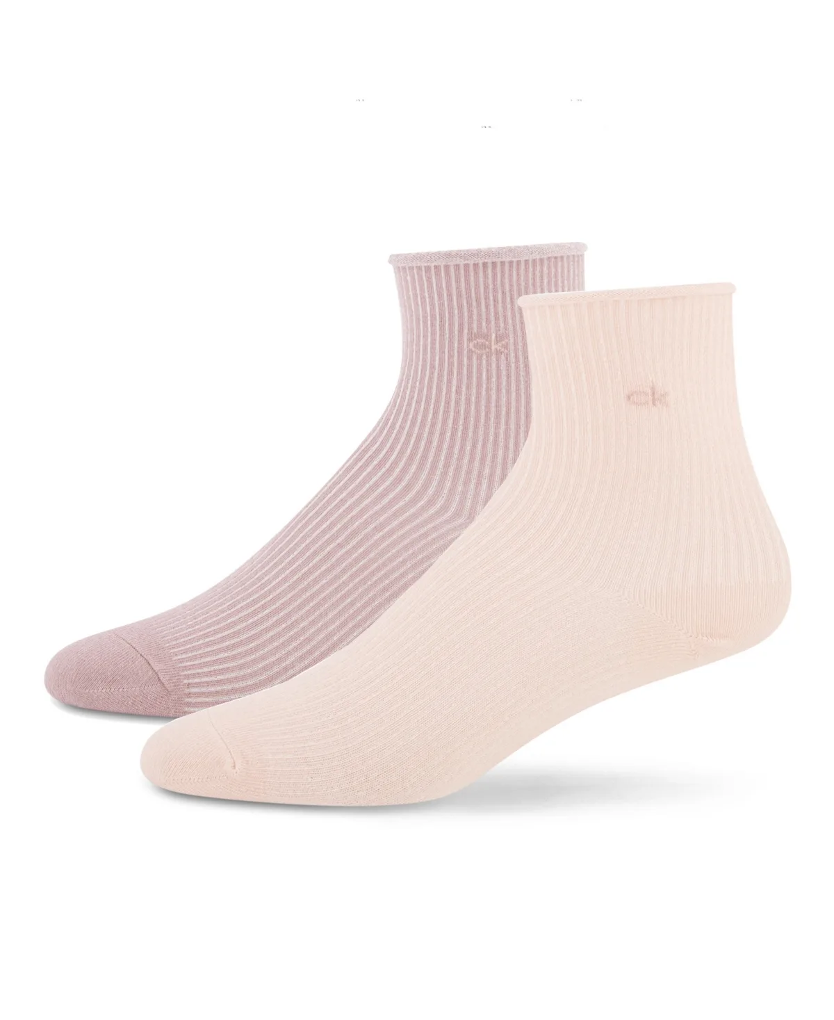 Ribbed Roll-Top Anklet Socks, 2-Pack by Calvin Klein