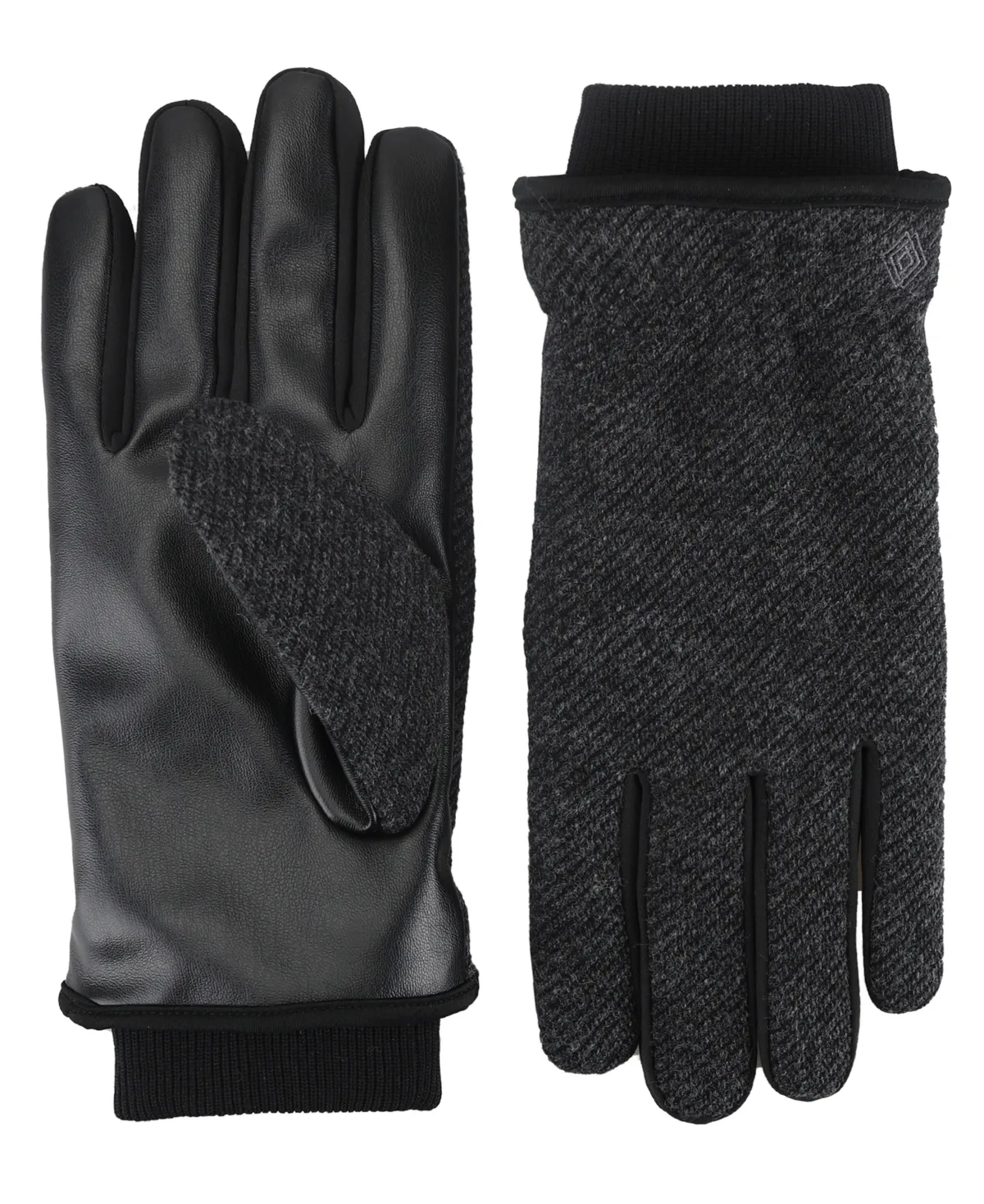 Twill Faux Leather-Trim smarTouch Gloves by Isotoner Signature