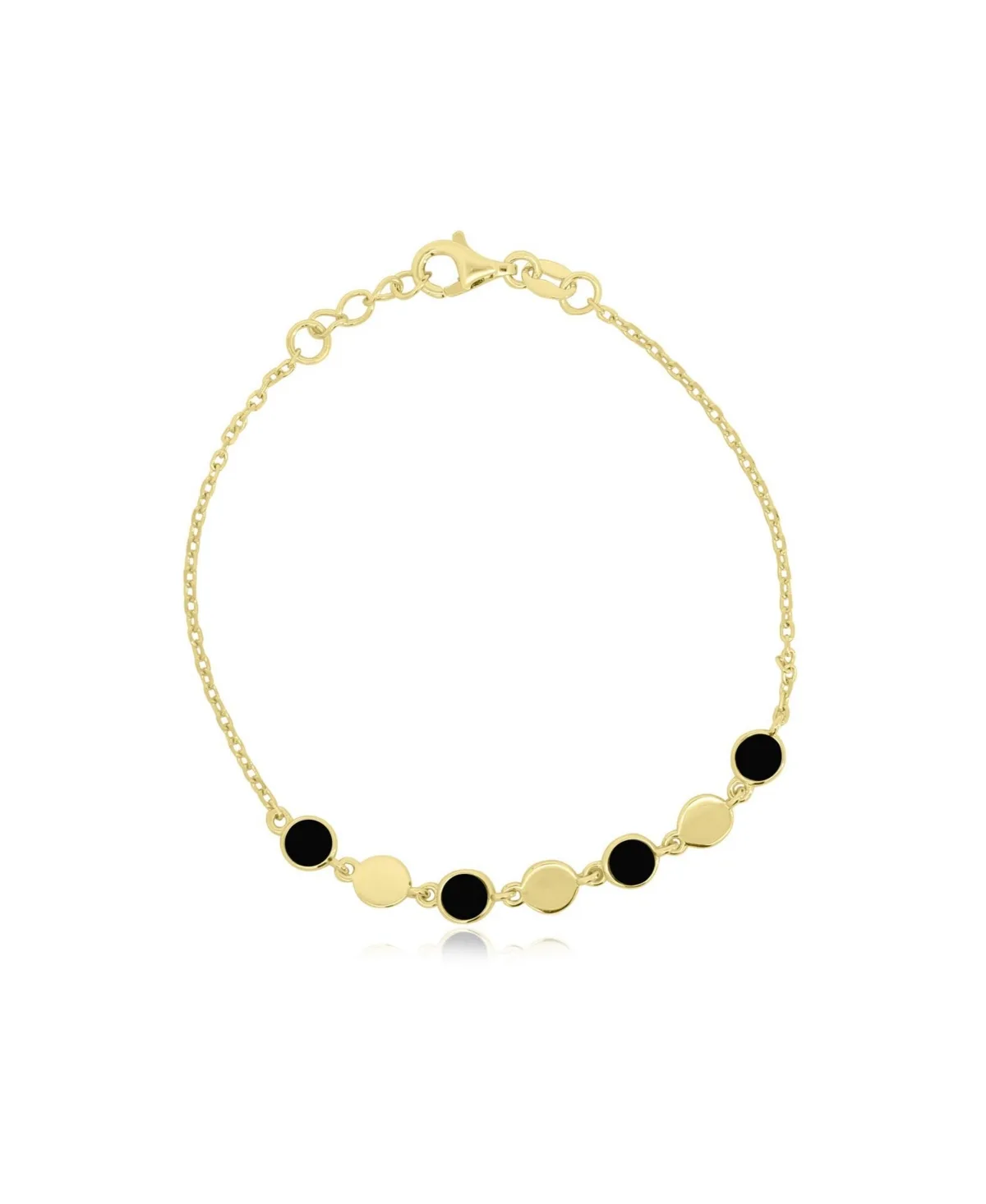 Onyx Alternating Bubble Disc Adjustable Bracelet in 14k Gold-Plated Sterling Silver by The Lovery