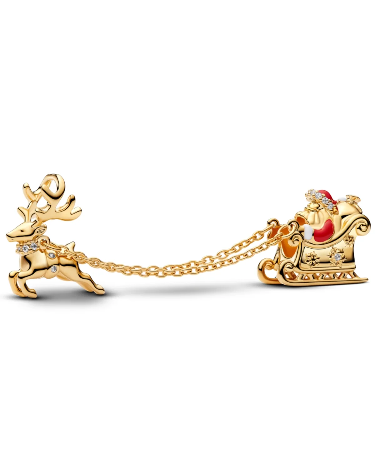 Cubic Zirconia 14K Gold-Plated Santa Sleigh Charm by Pandora