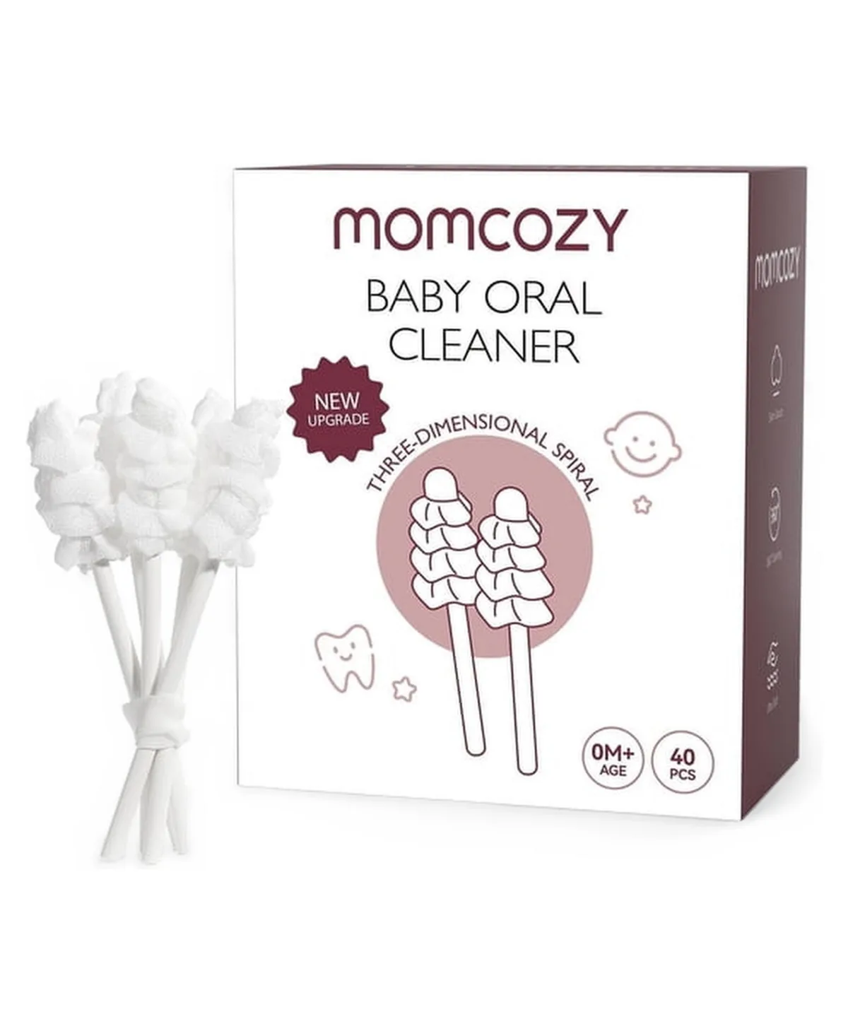 Oral Care Series Medical-Grade Gauze Wave Tongue Cleaner, 40-Piece Set by Momcozy