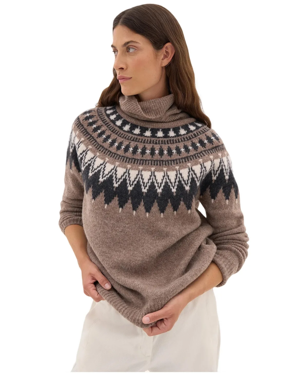 Meryl Fairisle Roll Neck Jumper by Hush