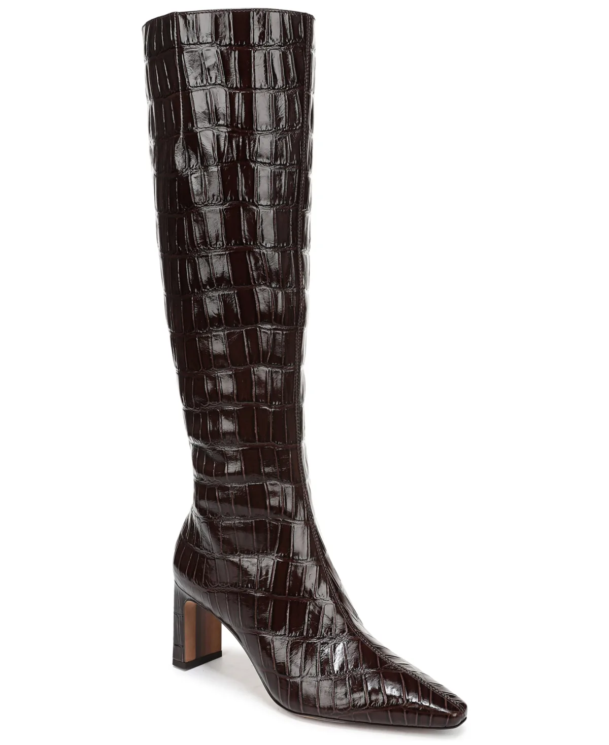 Sylvia Snip-Toe Knee-High Dress Boots - Amaro Brown Croco Leather by Sam Edelman
