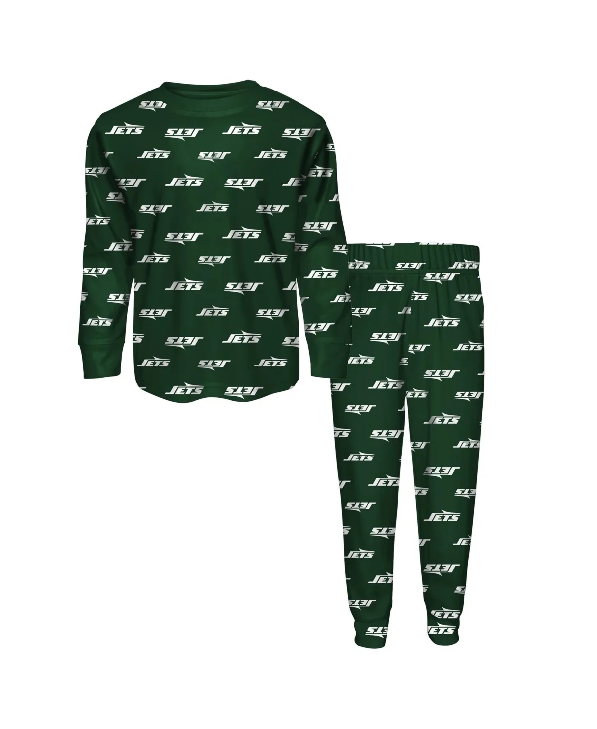 New York Jets All-Over-Print Long-Sleeves T-Shirt and Pants Sleep Set by Outerstuff